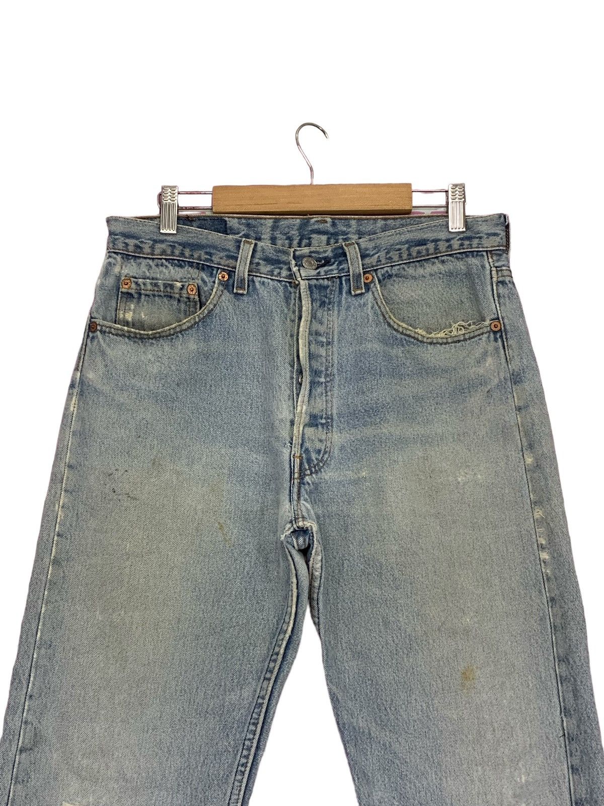 Levi's × Vintage Vintage USA Levis 501 Distressed Light Wash Short Size US 31 - 3 Thumbnail