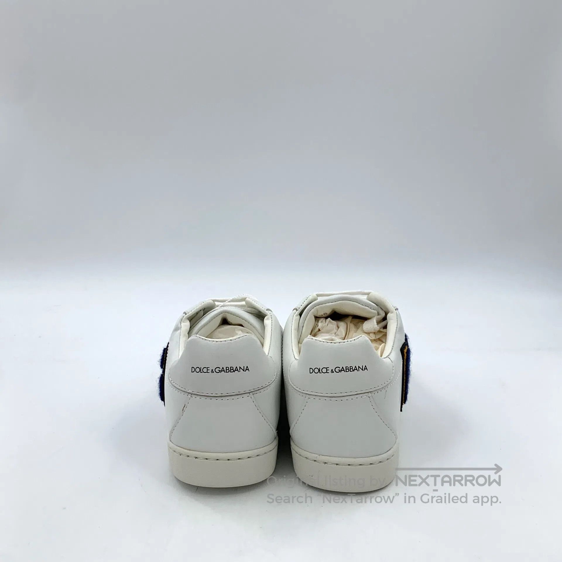 Dolce & Gabbana Dolce Gabbana White Logo Letter Flock Lace-Up Casual Flat Size US 7.5 / IT 37.5 - 4 Thumbnail