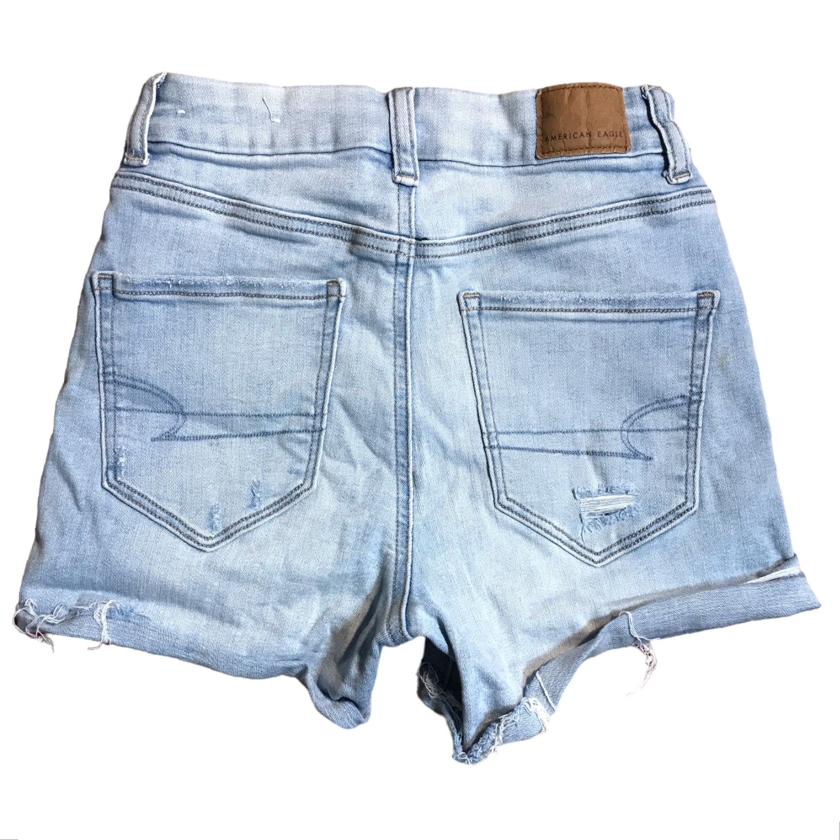 American Eagle Outfitters VINTAGE American Eagle Outfitters Shorts Womens Light Blue 00 Curvy Hi Rise Shortie Denim 9.5 Rise 2.5 Inseam Stretch Cuffed Pockets Flat Front Size 24" / US 00 / IT 34 - 2 Thumbnail