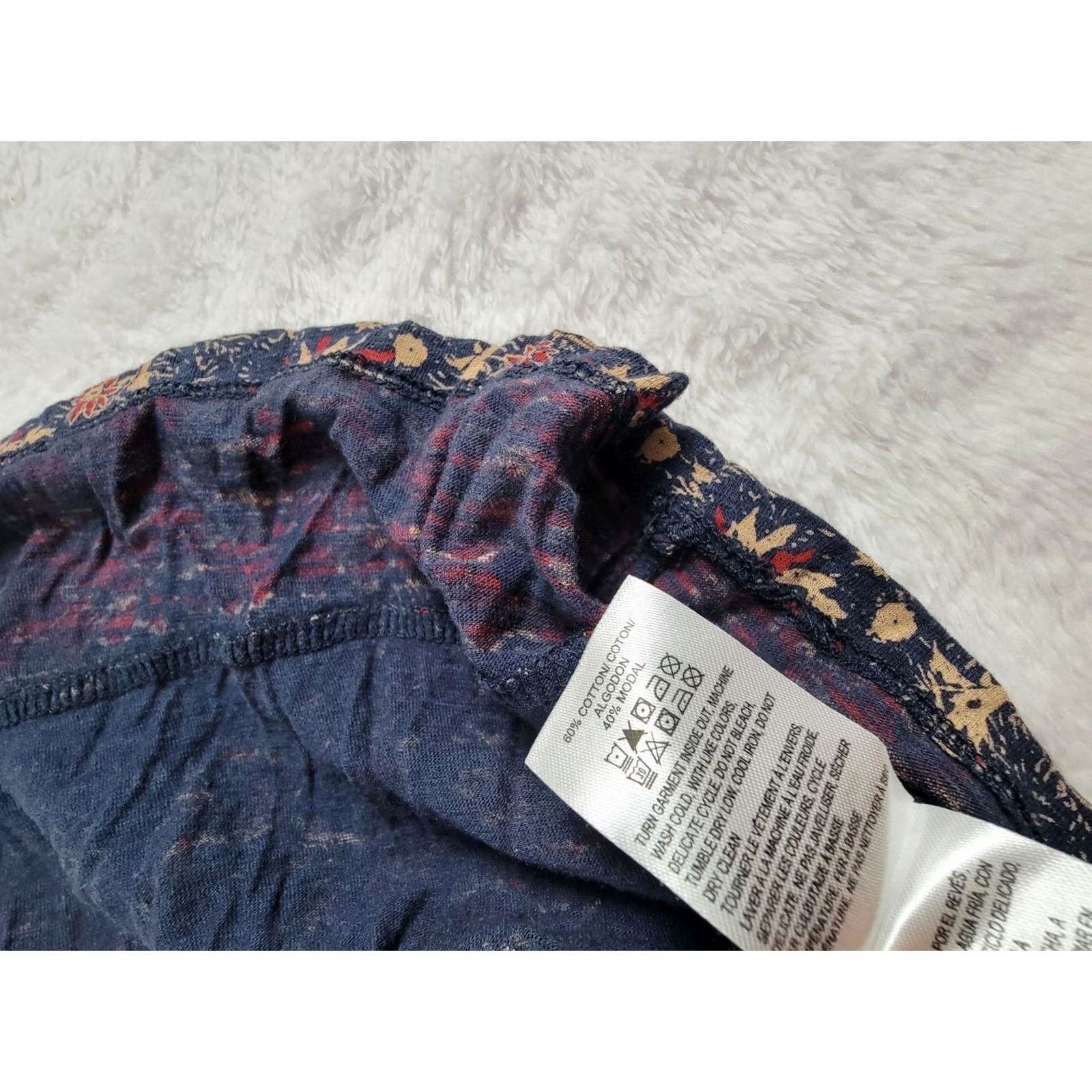 Lucky Brand Lucky Brand Womens Floral Boho Print 3/4 Sleeve V-Neck Top Large Blue Red Casual Shirt Womens Size L / US 10 / IT 46 - 6 Thumbnail