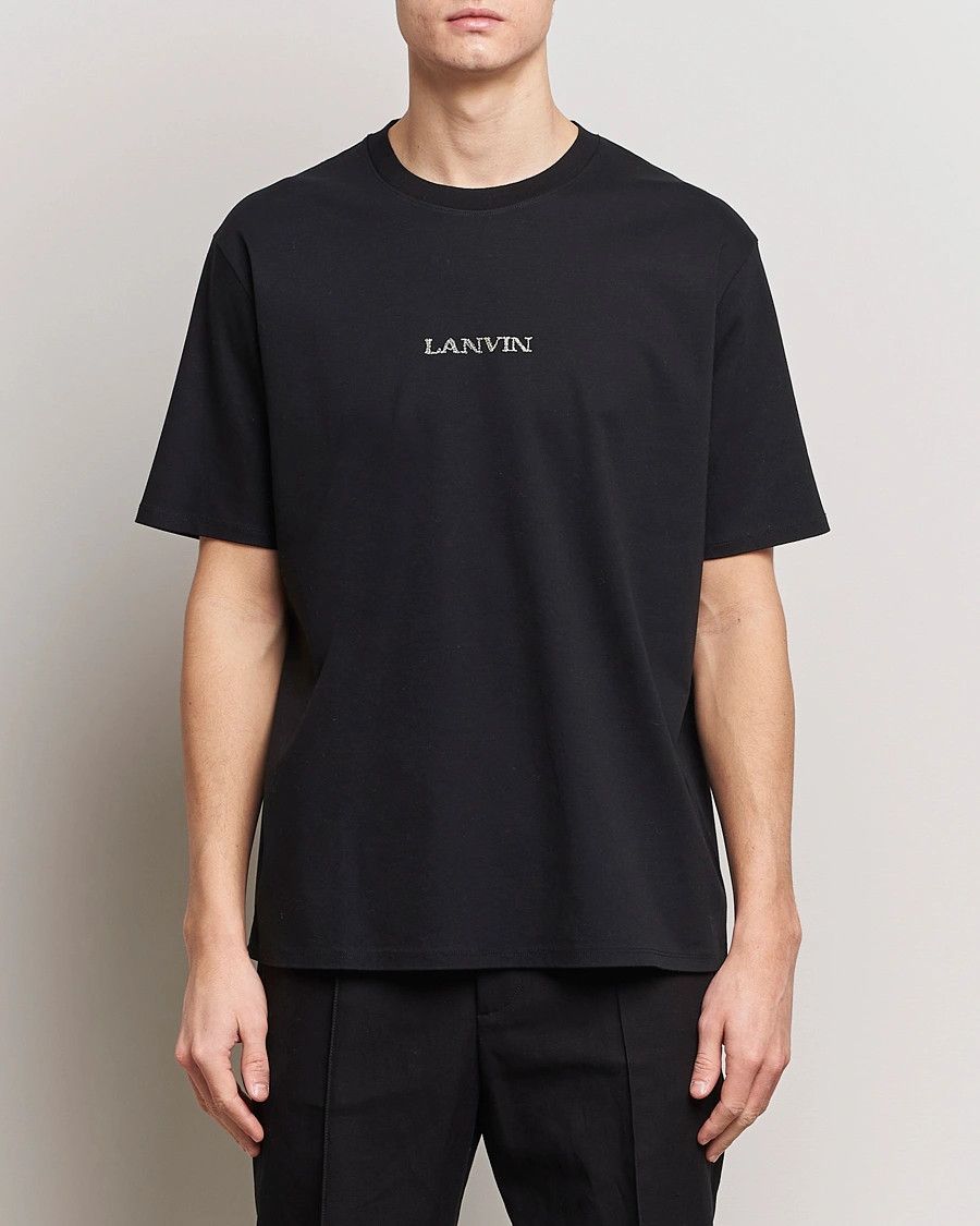 Lanvin oc11z0426 Embroidered Logo T-Shirt in Black Size US L / EU 52-54 / 3 - 3 Thumbnail
