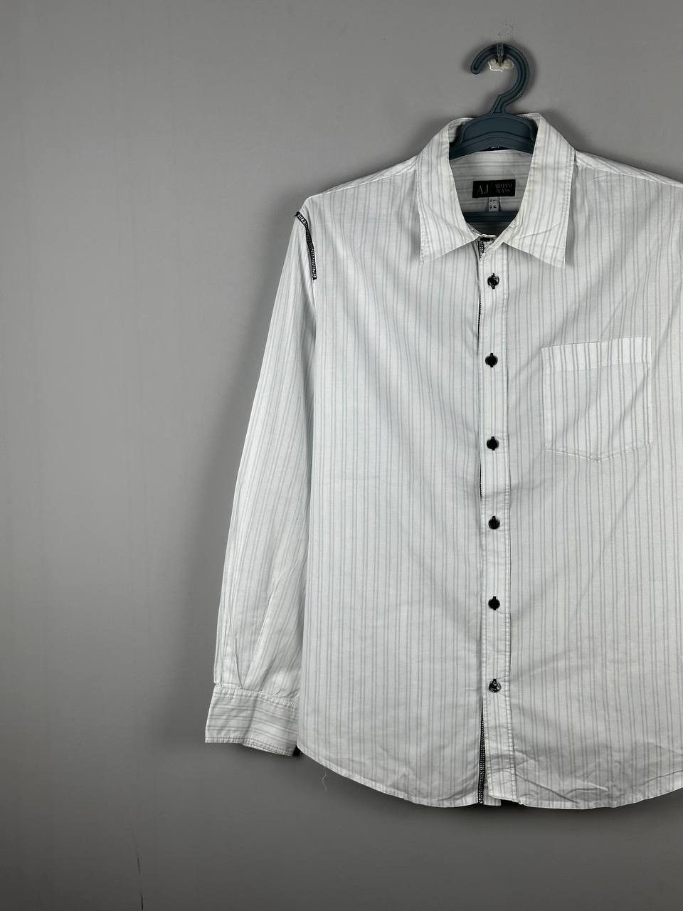 Armani Rare Vintage Armani Jeans Shirt Long Sleeve Striped Shirt Size US M / EU 48-50 / 2 - 2 Thumbnail