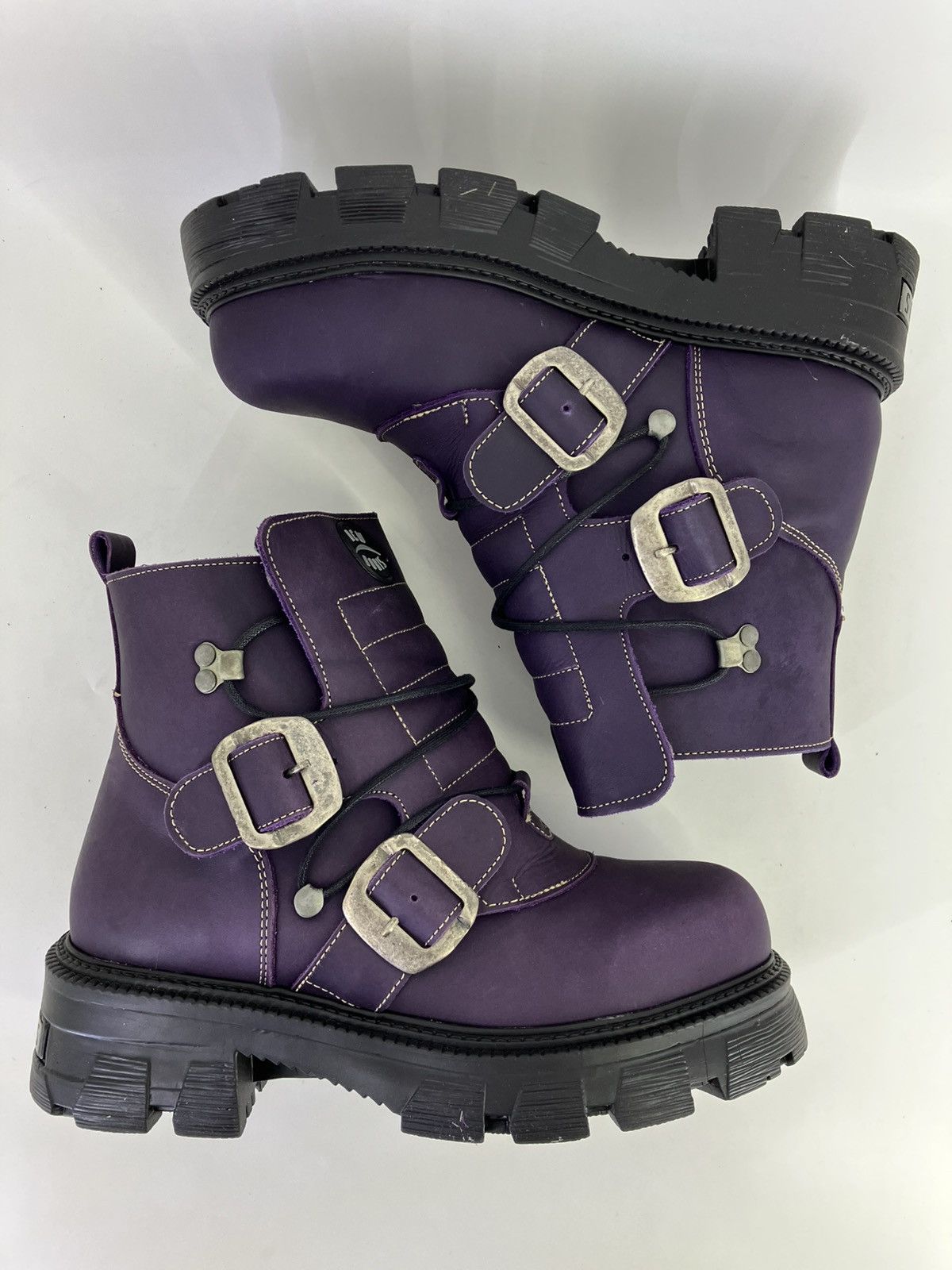 Vintage T34Nifty genuine leather chunky platform boots 90s00s