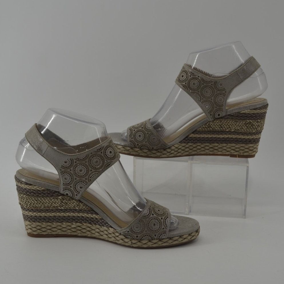 Johnston & Murphy Johnston & Murphy Wedge Sandals Gray Cutout Espadrille 7.5 Size US 7.5 / IT 37.5 - 7 Thumbnail