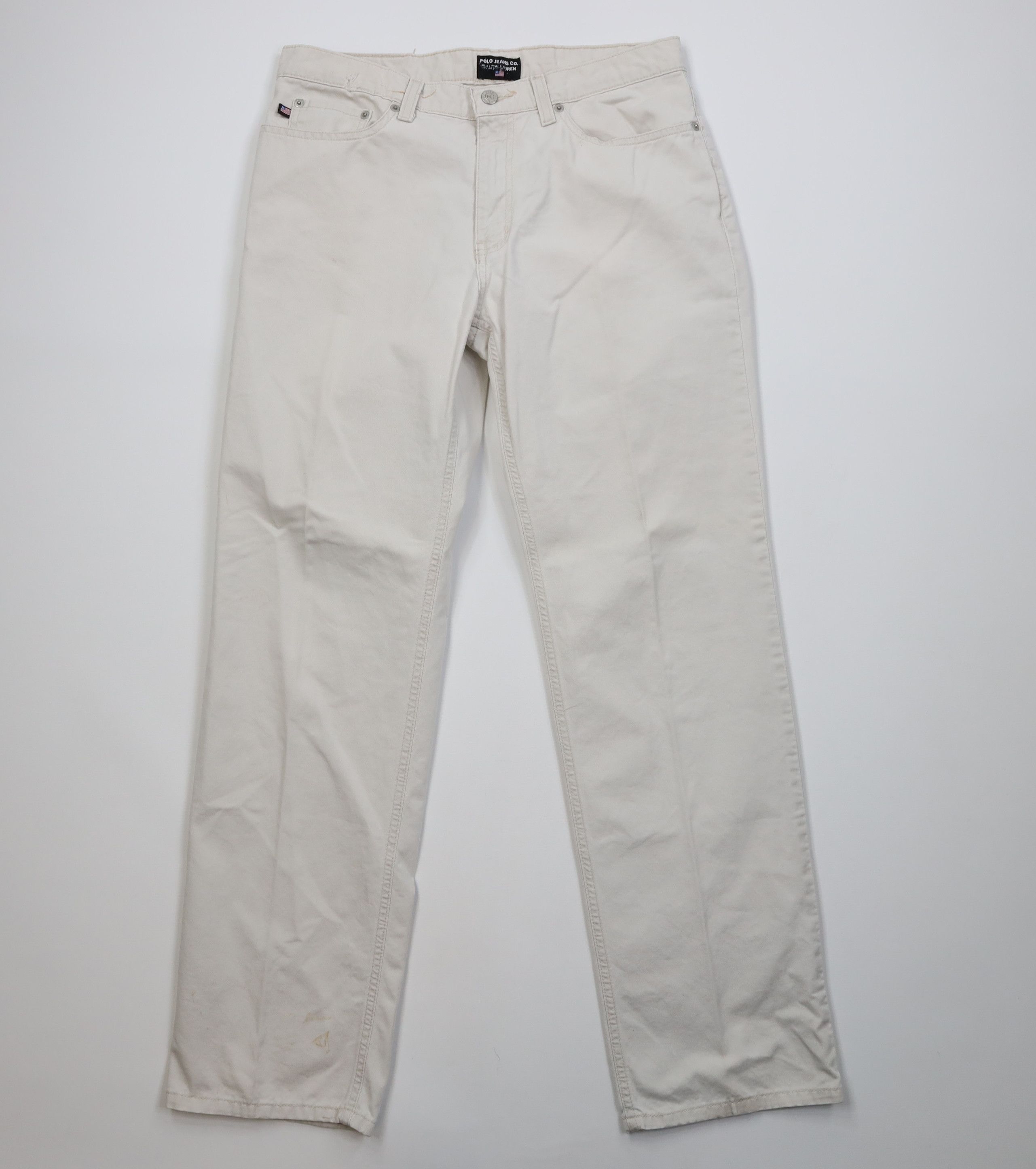 Ralph Lauren Vintage 90s Ralph Lauren Spell Out Straight Leg Pants Beige Size 32" / US 10 / IT 46 - 1 Thumbnail