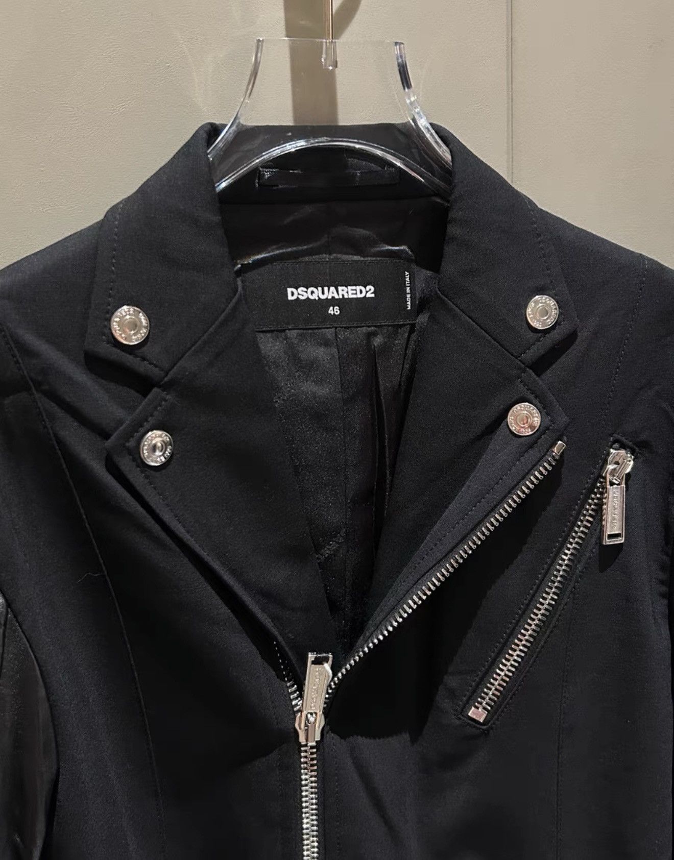 Dsquared2 Dsquared2 Black Leather Wool Jacket Size US S / EU 44-46 / 1 - 3 Thumbnail