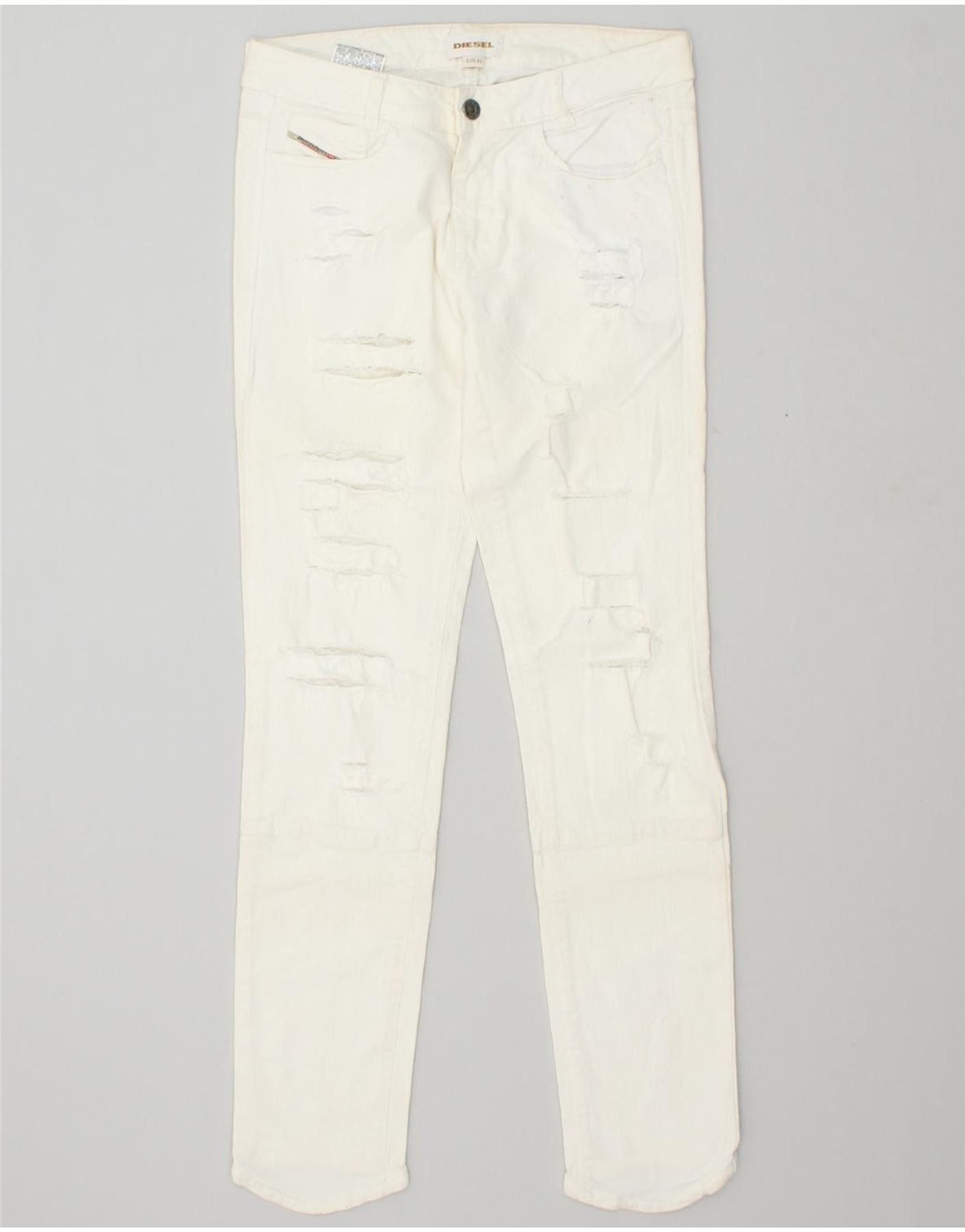 Diesel Womens Distressed Slim Jeans W25 L30 White Size 42" / US 20 - 1 Thumbnail