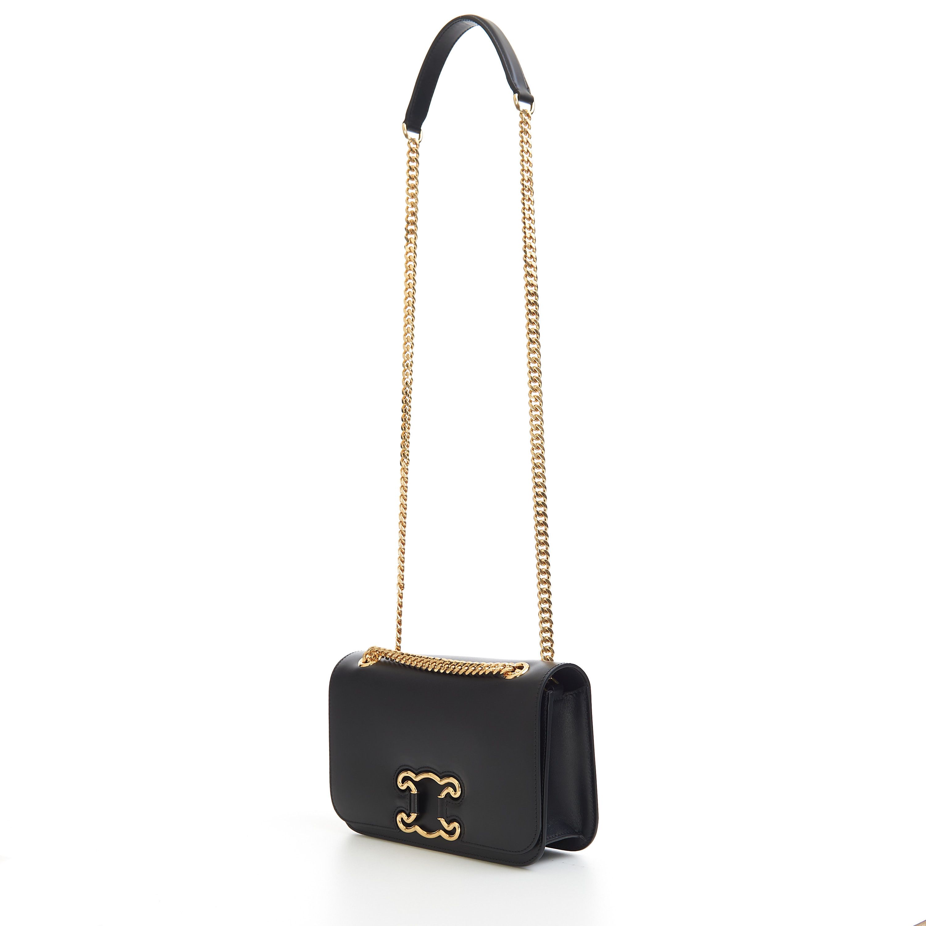 Celine Medium Bag Triomphe Frame In Black Shiny Calfskin Size ONE SIZE - 9 Thumbnail