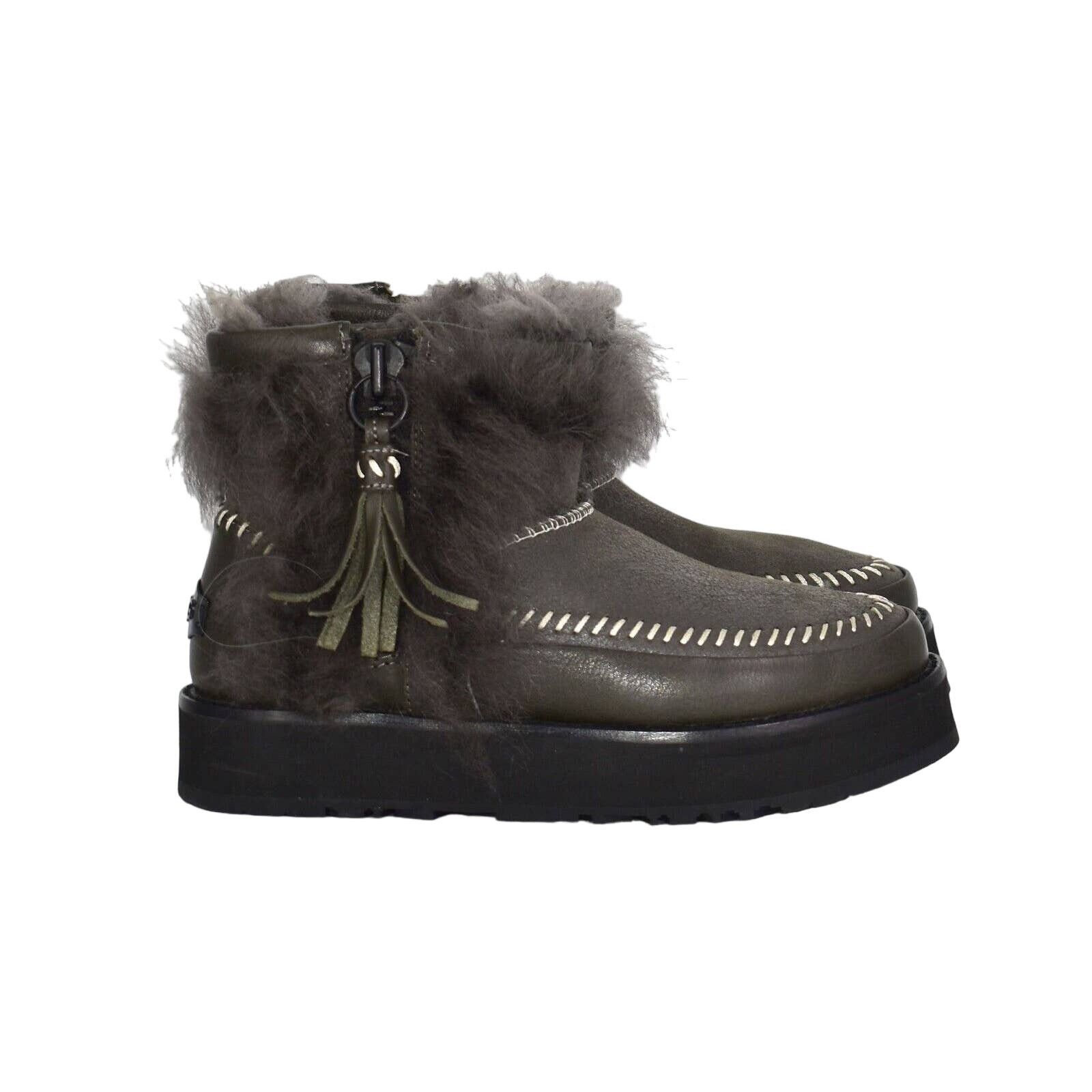 Ugg UGG Blk/Olive Toscana Sheepskin Fluff Punk Mini Boot Shoes 5 Size US 5 / IT 35 - 2 Thumbnail