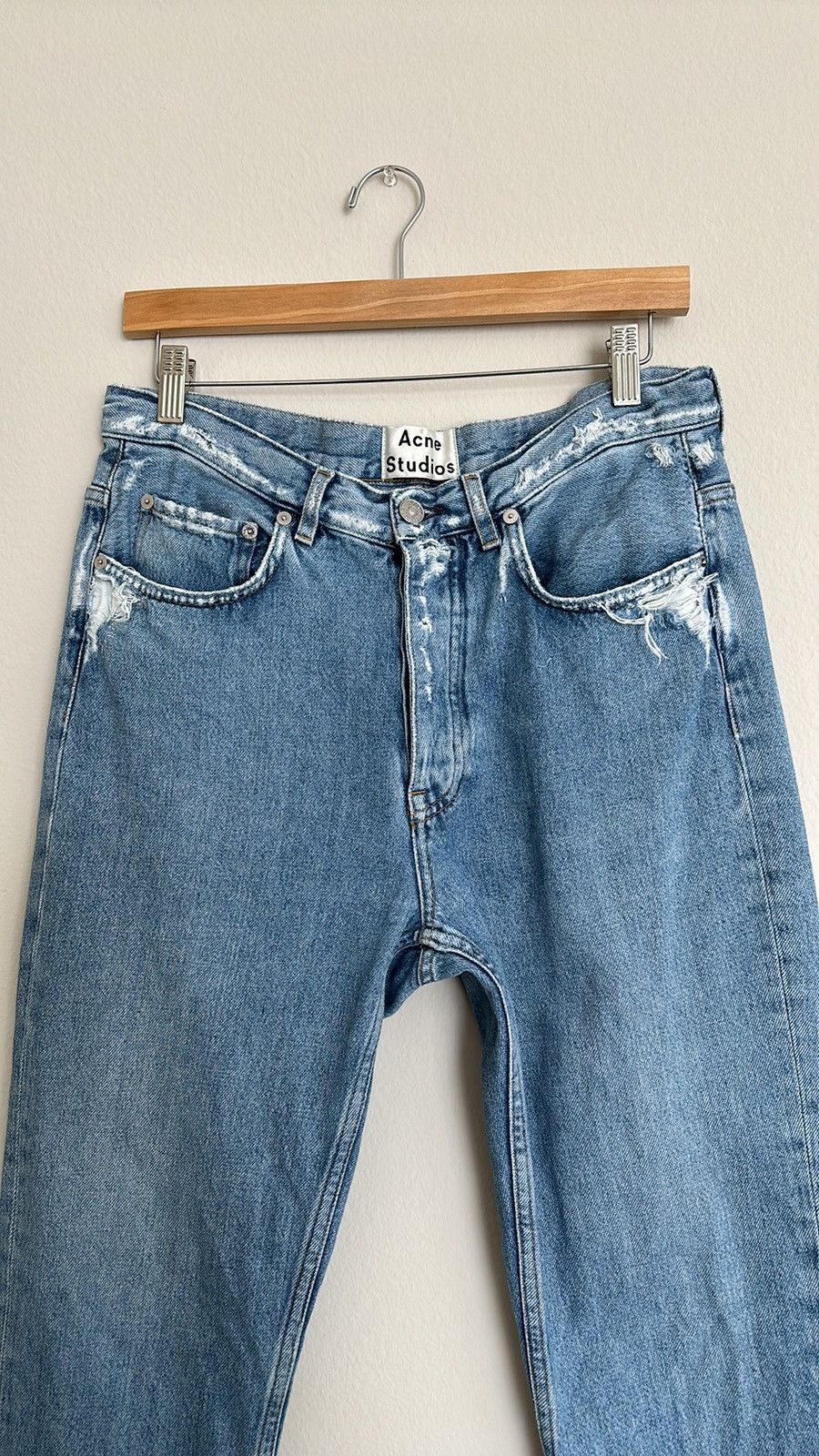 Acne Studios Acne Studios Van Indigo Fray Denim Pant 32/32 Size US 32 / EU 48 - 2 Thumbnail