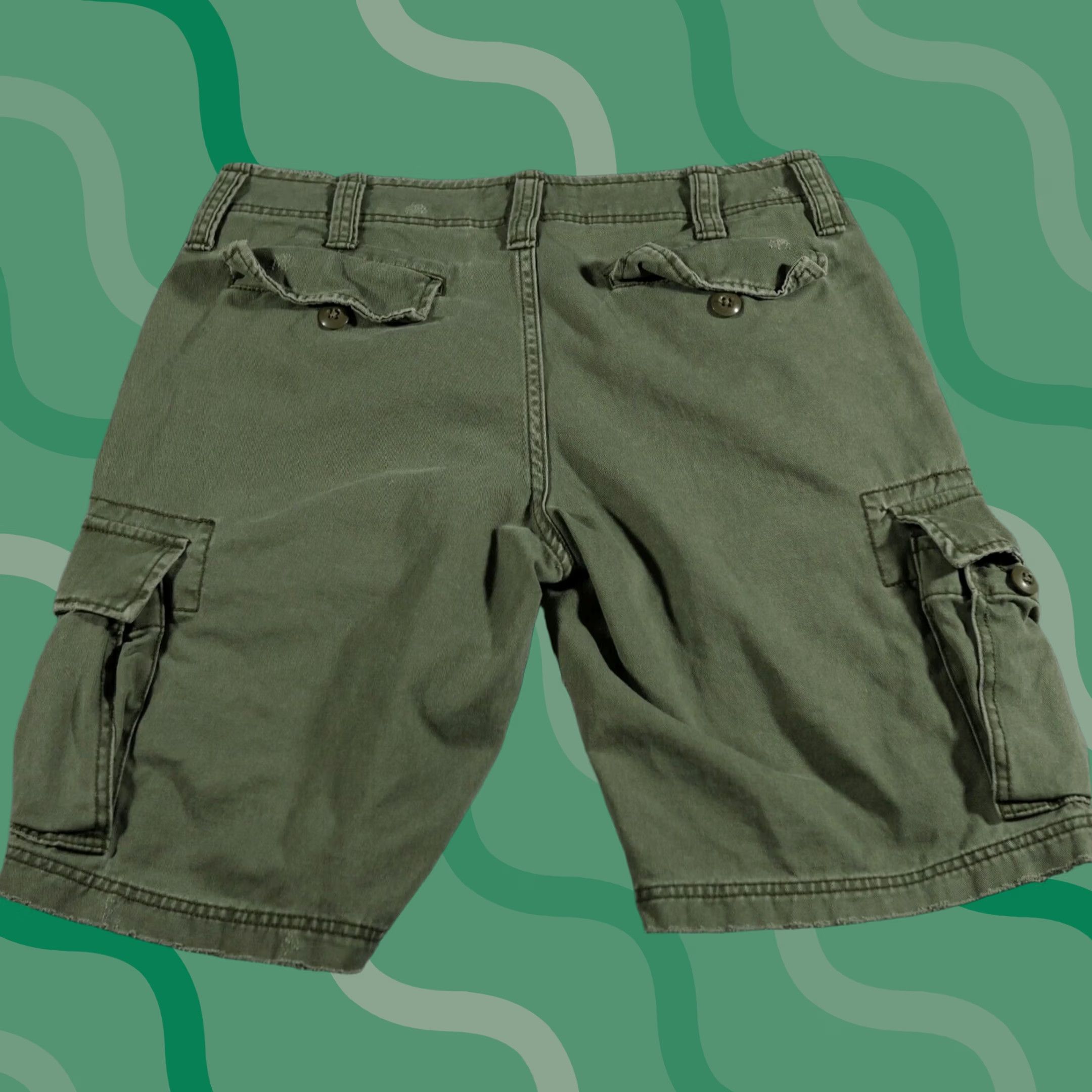 Ralph Lauren Ralph Lauren Shorts Mens 31 Green Denim Supply Cargo Military Utility Chino Cargo Pocket Distressed Canvas Cotton Relaxed 90s Outdoor Size US 31 - 1 Thumbnail