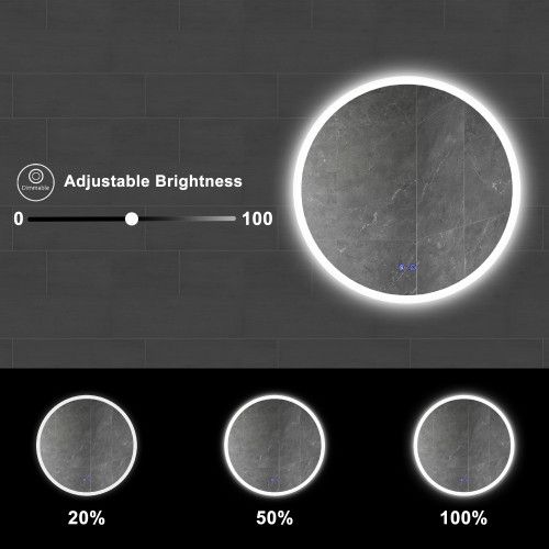 Designer × Homemade 32 x 32 Inch Round Frameless LED Illuminated Bathroom Mirror Size US L / EU 52-54 / 3 - 8 Thumbnail