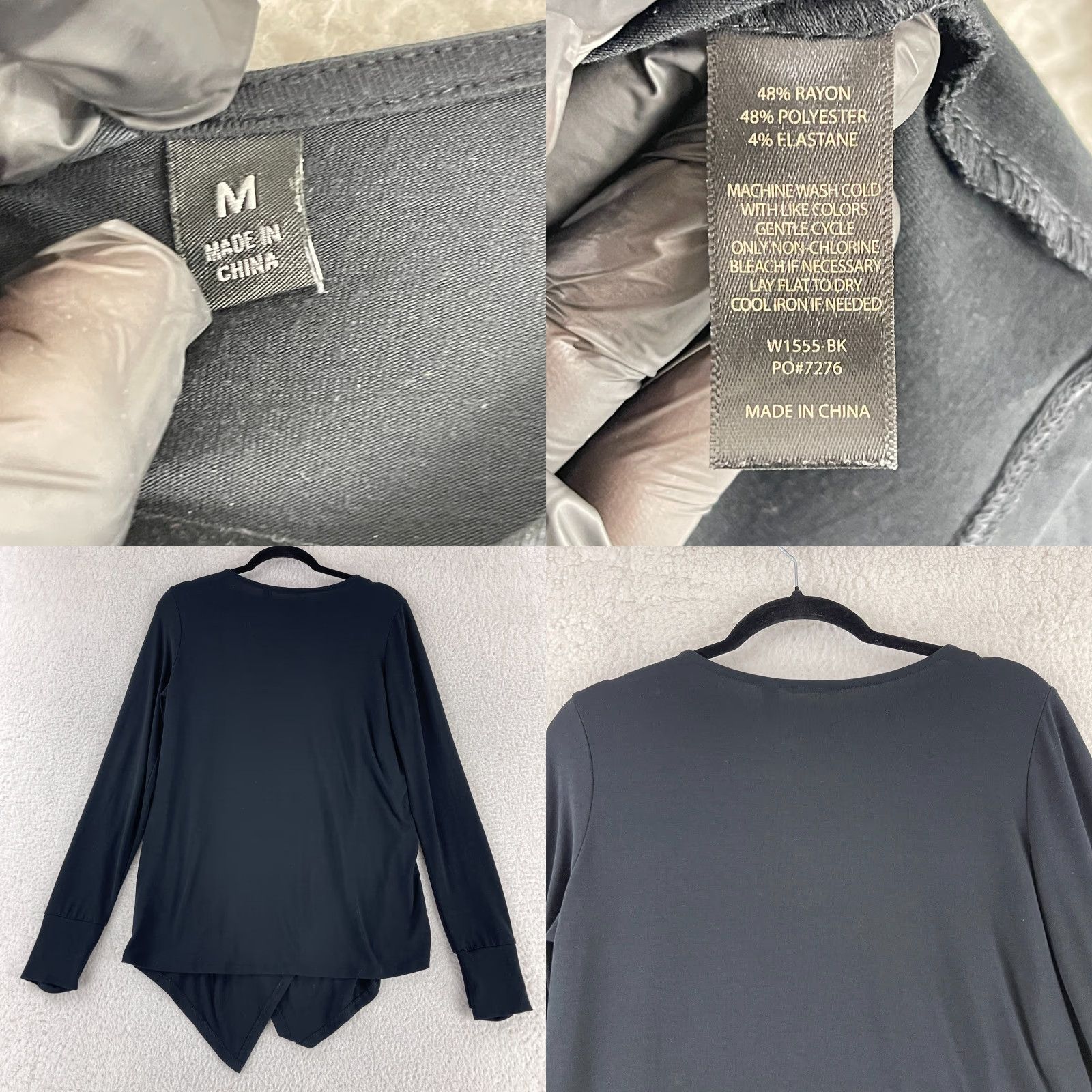Vintage Betabrand Shirt Womens Medium Solid Black Long Sleeve Faux Wrap Stretch Casual Size M / US 6-8 / IT 42-44 - 8 Thumbnail