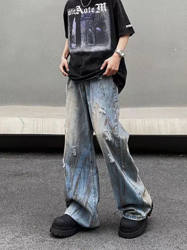 VIBE High Street Dirty Dye Washed Ripped Baggy Jeans Size US 30 / EU 46 - 3 Thumbnail