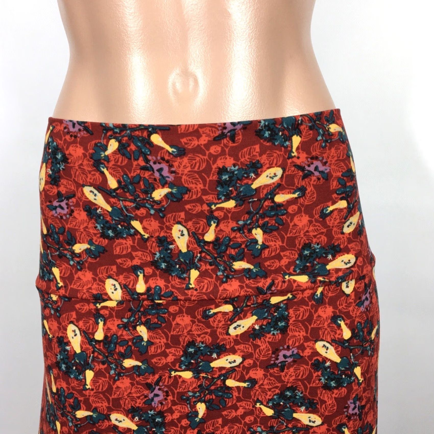 Vintage LuLaRoe Dress Womens XL Maxi Skirt Floral Red Leaves Geometric RARE NEW NWT Size 40" / US 18 - 3 Thumbnail