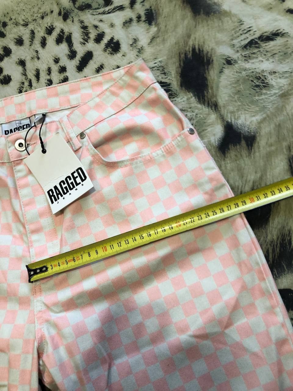The Ragged Priest The Ragged Priest FASHION Pink and Cream Checkered Jeans Size 34" / US 12 / IT 48 - 13 Thumbnail