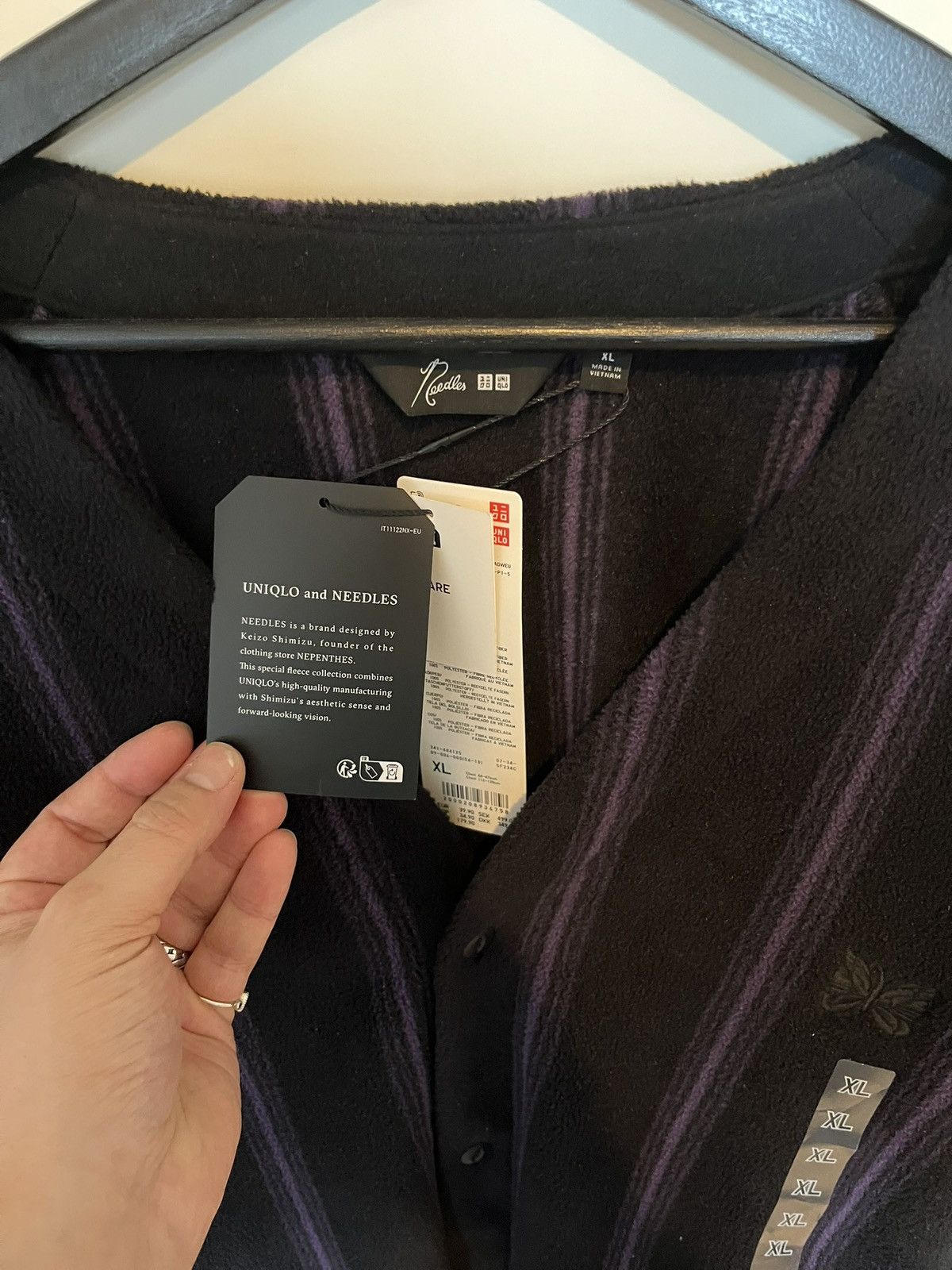 Needles × Uniqlo Needles x Uniqlo Purple Black Striped Cardigan Size US XL / EU 56 / 4 - 3 Thumbnail