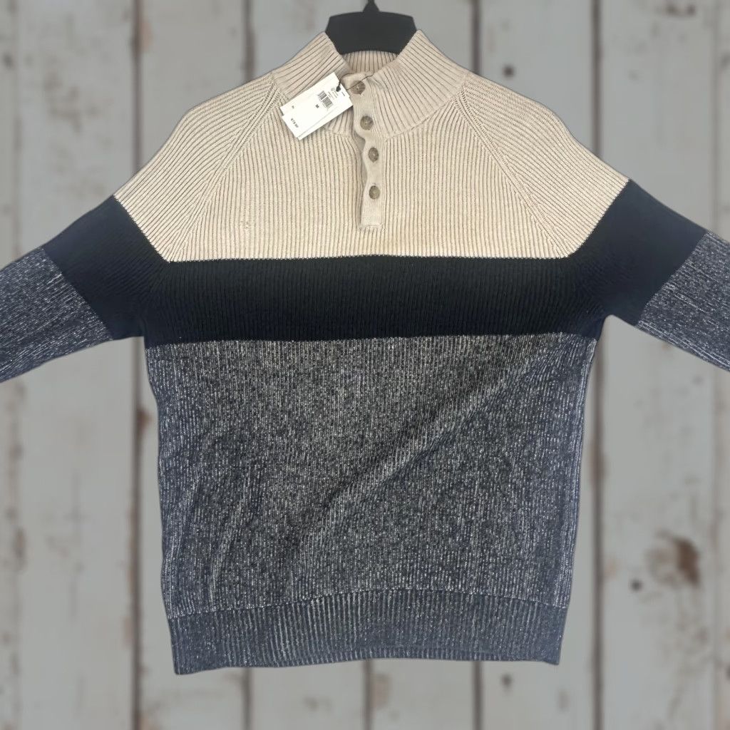 Banana Republic Banana Republic Sweater Mens Medium Colorblock Mock Neck Rib Knit 1 Snag Geometric Multicolor Knit 90s? Size US M / EU 48-50 / 2 - 1 Thumbnail