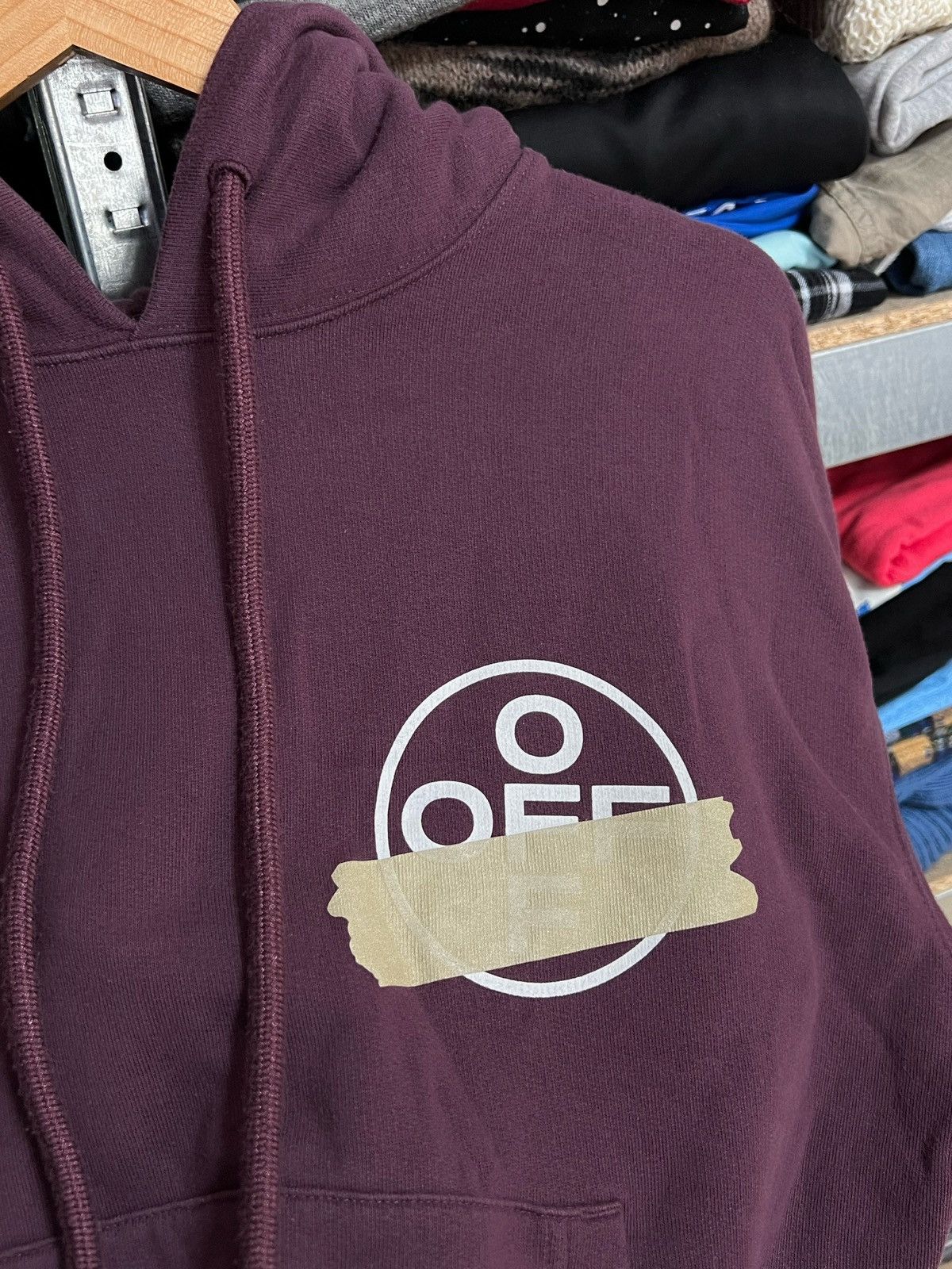Off-White Off White Big Logo Tape Arrows Burgundy Hoodie Virgil Abloh Size US XXS / EU 40 - 5 Thumbnail