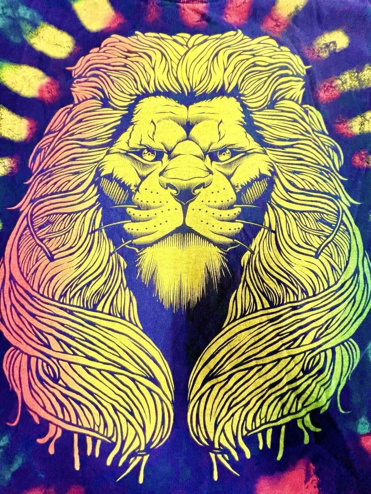 The Unbranded Brand Vibrant Lion Graphic Tie-Dye T-Shirt Size US XXL / EU 58 / 5 - 2 Thumbnail