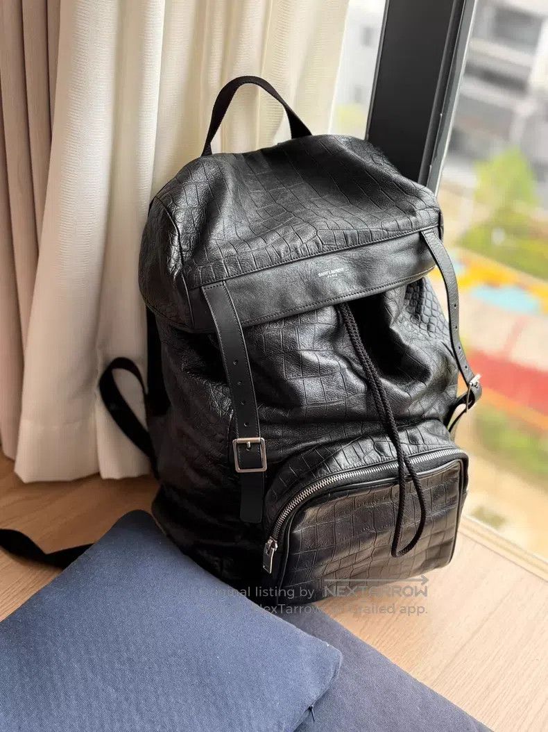 Saint Laurent Paris Saint Laurent Paris Black Crocodile Embossed Backpack Size ONE SIZE - 1 Thumbnail
