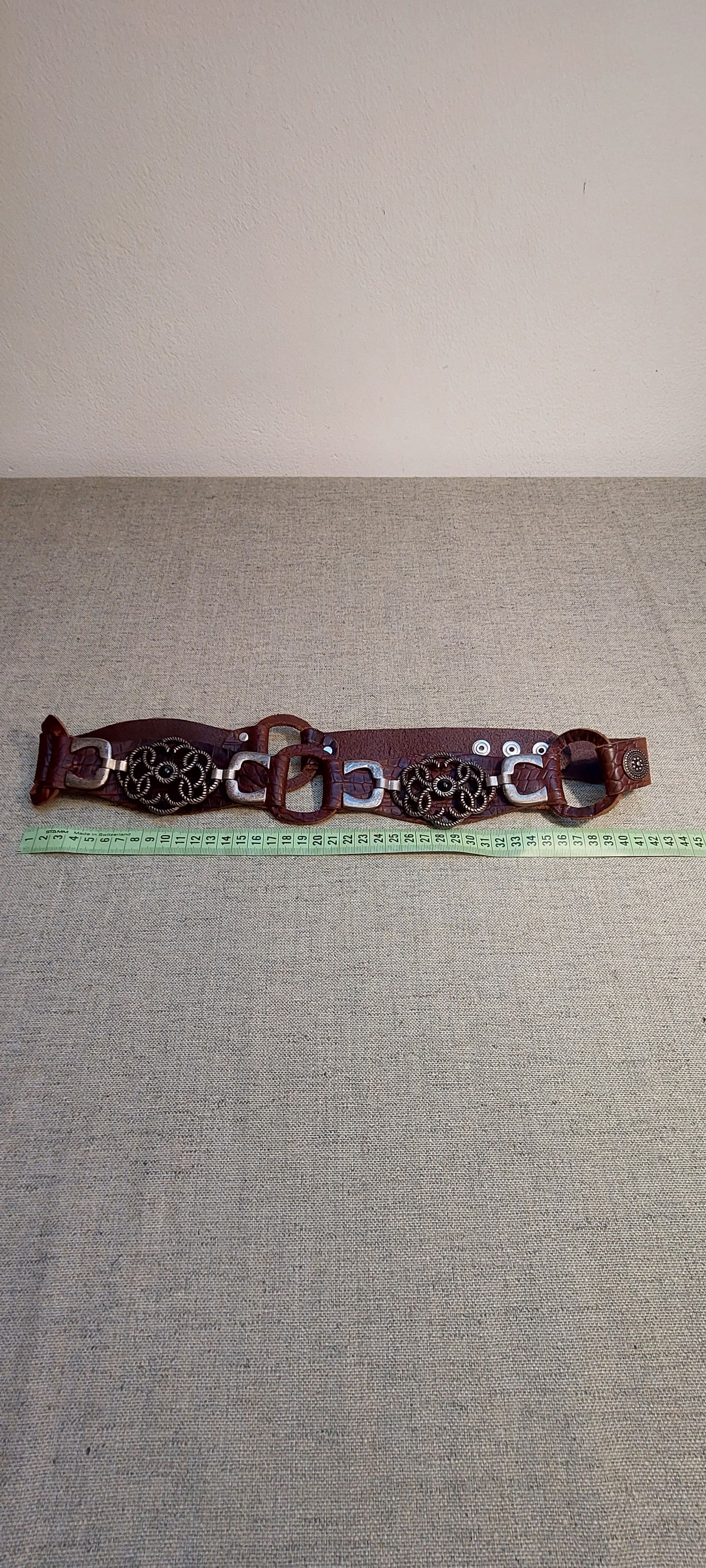 Vintage Vintage Western Leather Belt w/ Metal Rosette Accents Size ONE SIZE - 11 Thumbnail