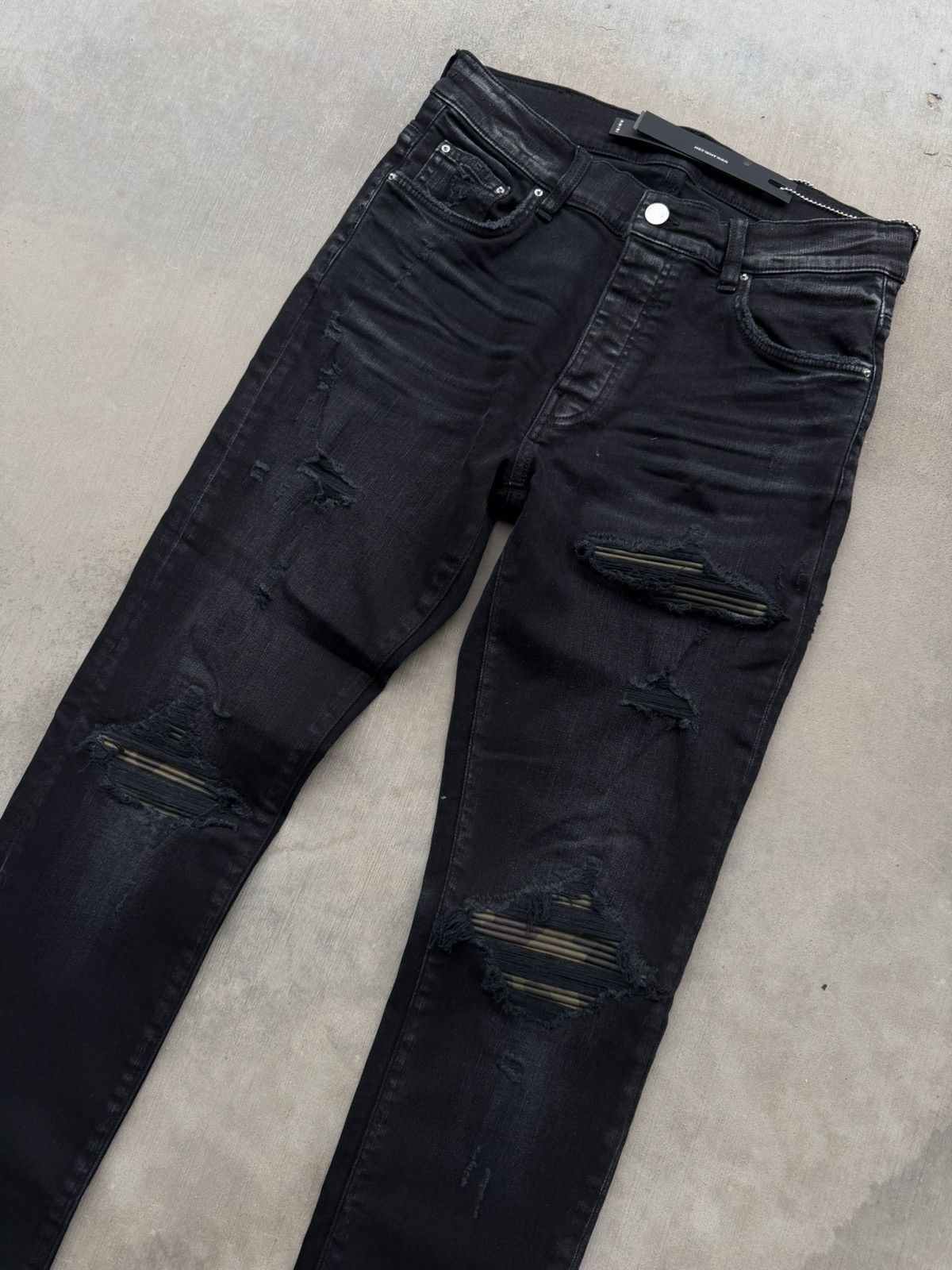 Amiri Amiri MX1 Camo Leather Patch Black Jeans 32 NWT Authentic Size US 32 / EU 48 - 2 Thumbnail