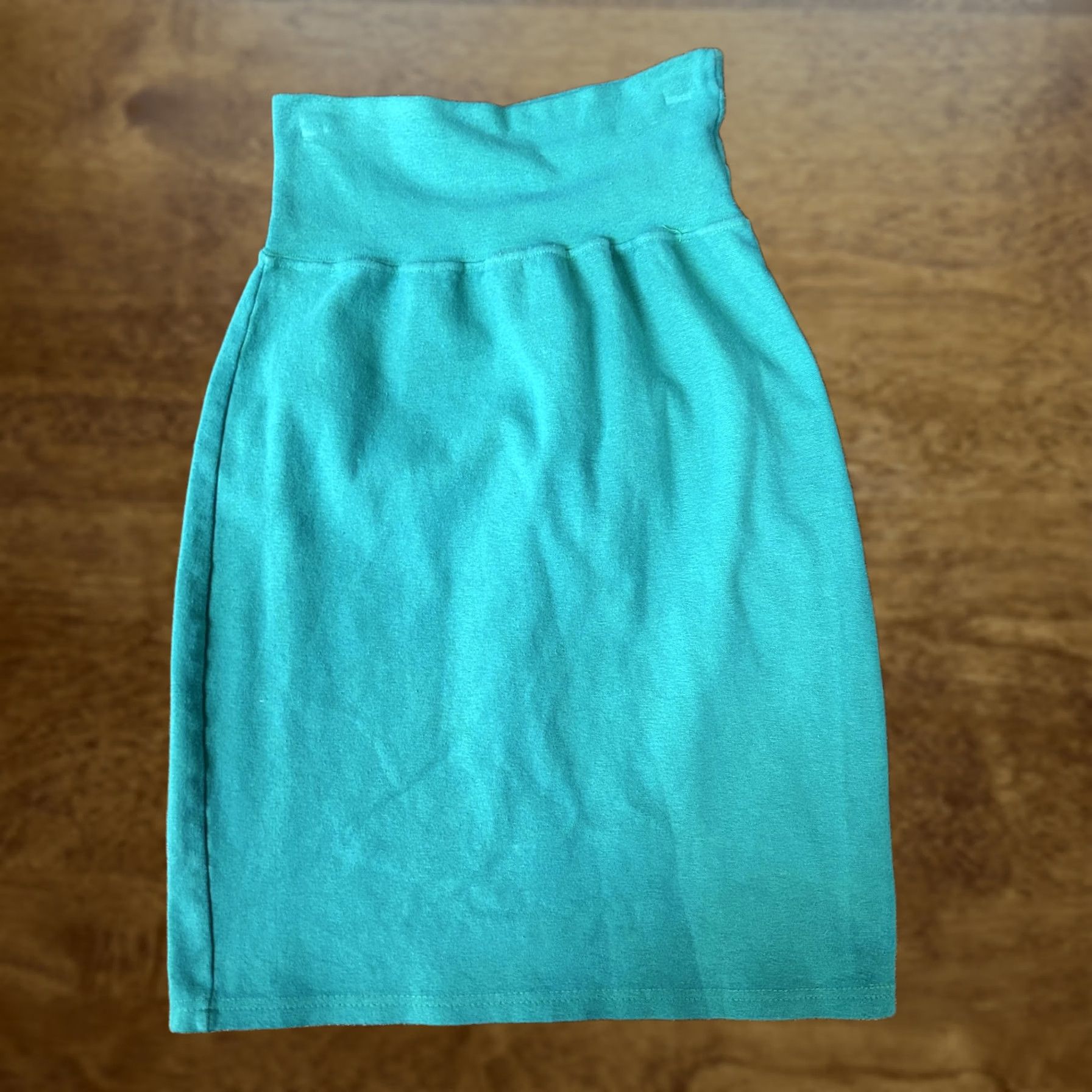 Vintage VINTAGE First Concept Skirt Womens M Teal Pencil Pull On Elastic Waist Made USA Size 32" / US 10 / IT 46 - 1 Thumbnail