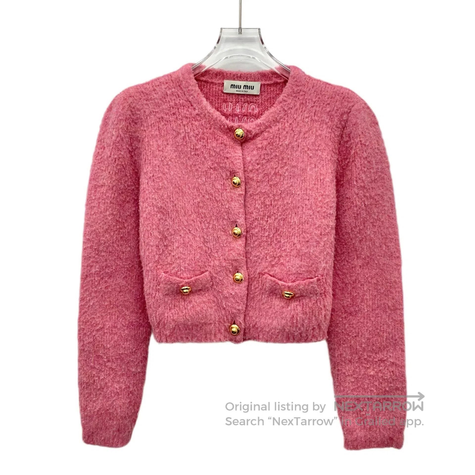 Miu Miu Miu Miu Pink Logo Knit Cardigan. Size M / US 6-8 / IT 42-44 - 1 Thumbnail