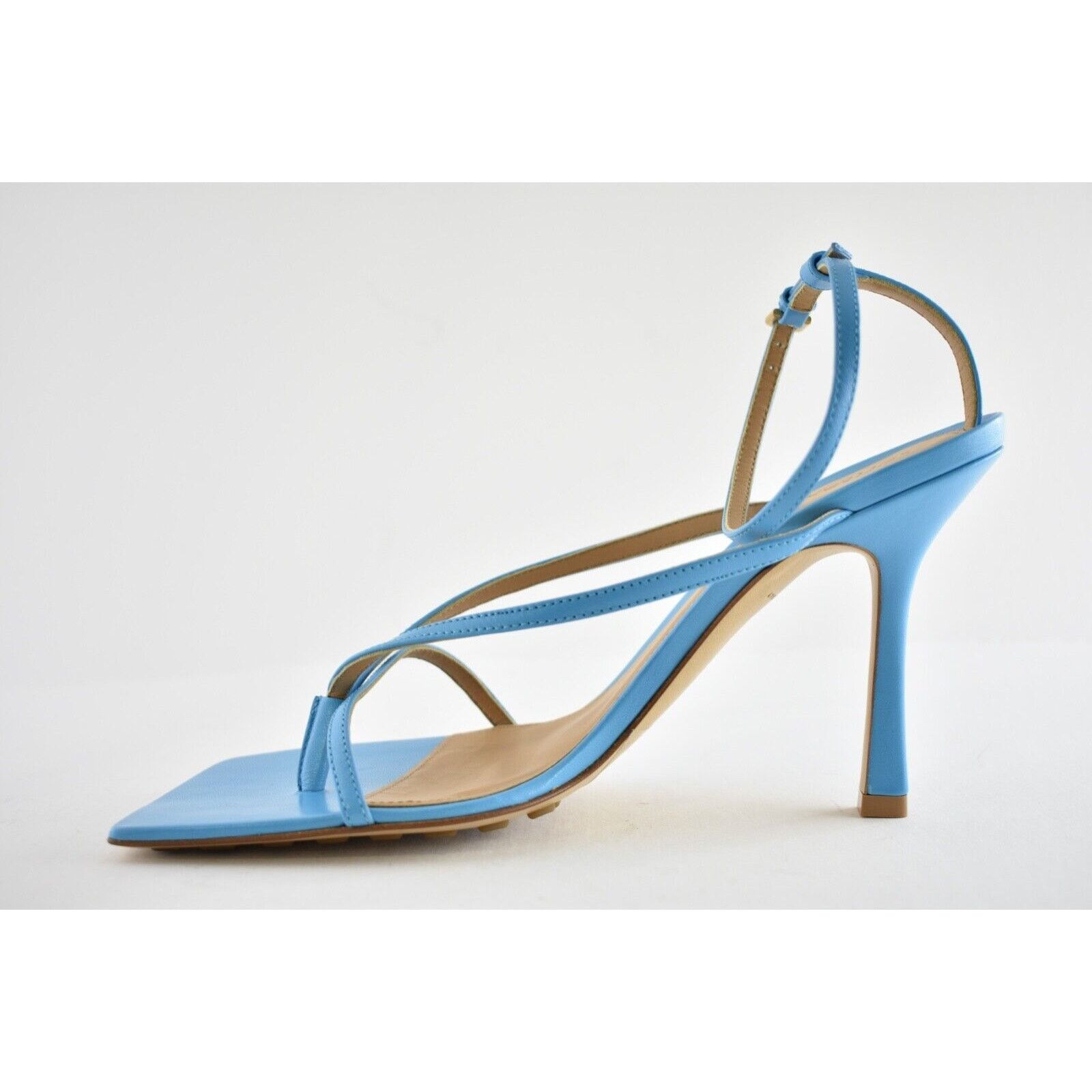 Bottega Veneta Stretch Square Toe Blue Ankle Strap Sandal Heel Pump 36.5 Size US 6.5 / IT 36.5 - 8 Thumbnail
