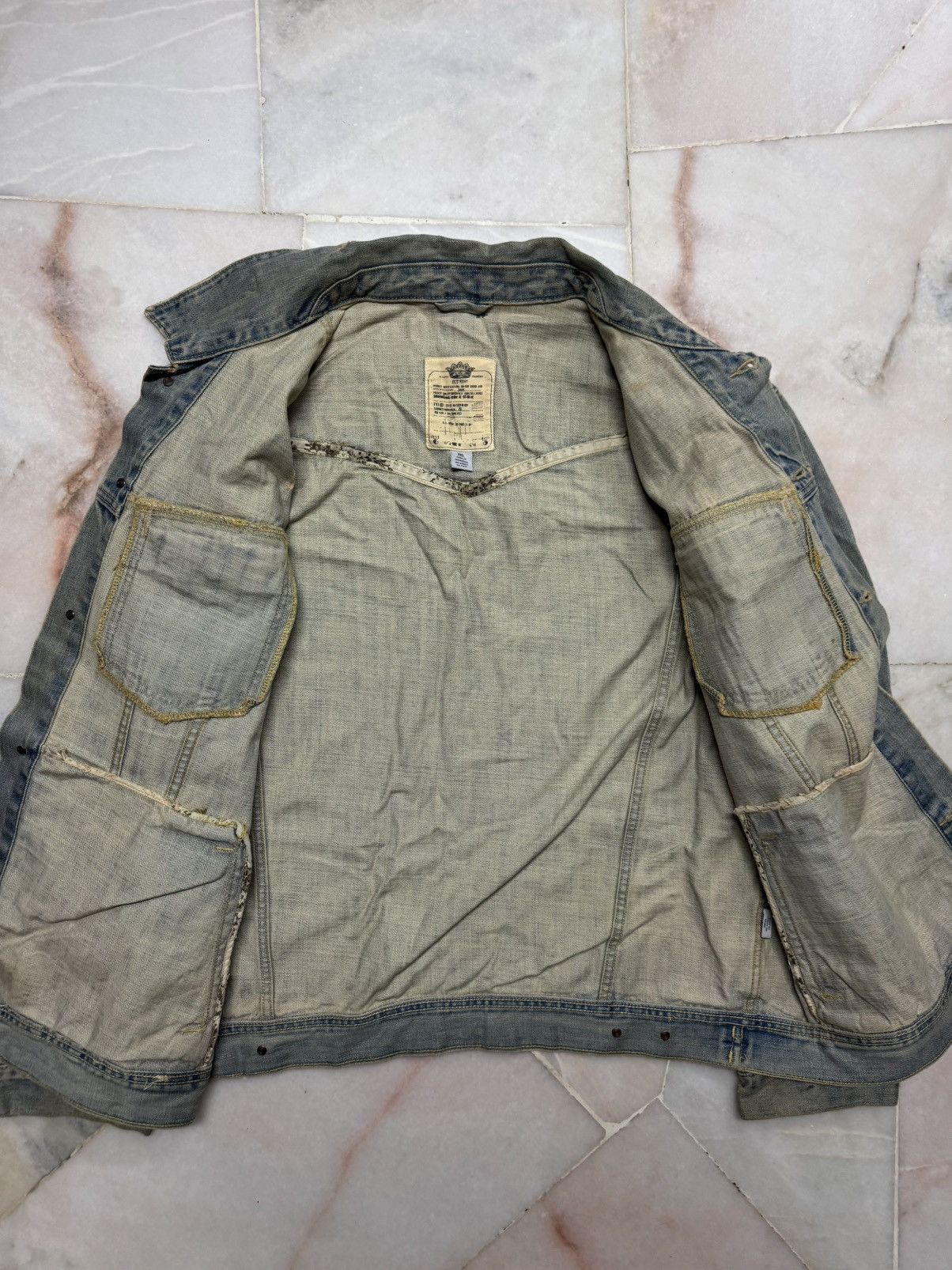 If Six Was Nine 💥GRUNGE💥90s STYLE OLD NAVY DISTRESSED MUDWASH POCKET DENIM Size US XXL / EU 58 / 5 - 14 Thumbnail