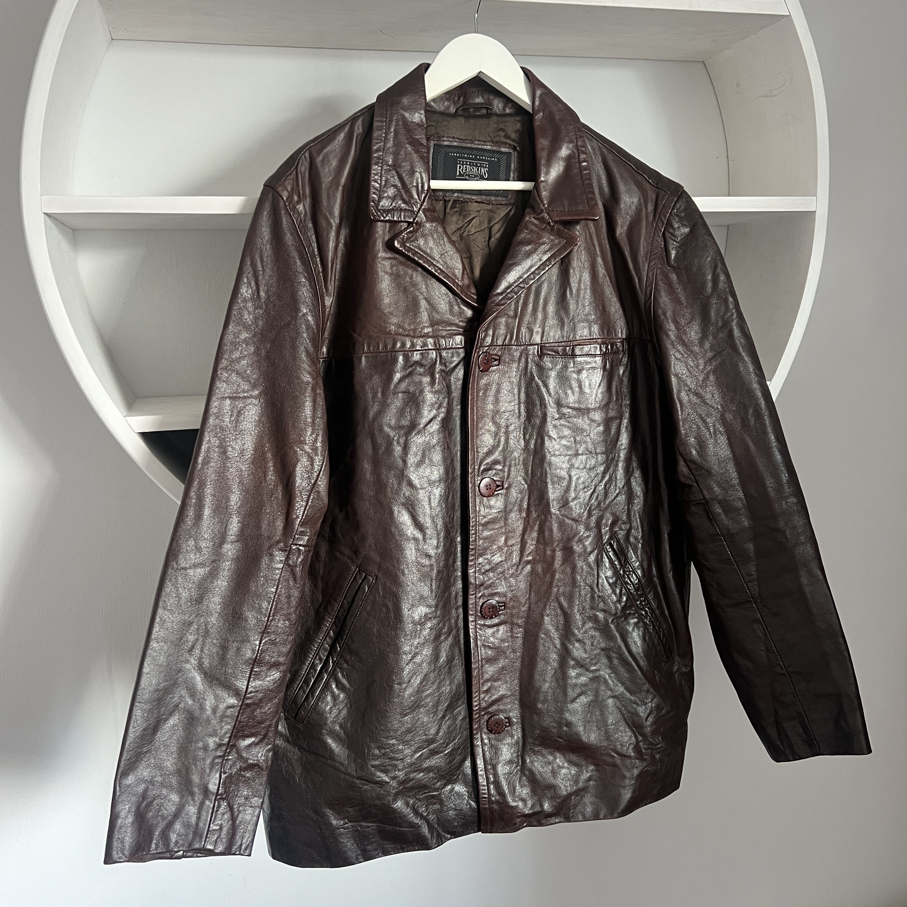 Johnson Motors × NFL Men's REDSKINS 100% Leather Brown Jacket Size XL Size US XL / EU 56 / 4 - 2 Thumbnail