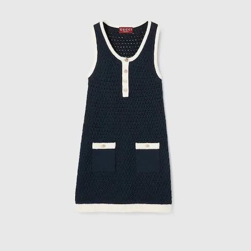 Gucci o1B3y1r0426 Fine Cotton Crochet Dress in Black Size XXL / US 16-18 / IT 52-54 - 1 Thumbnail
