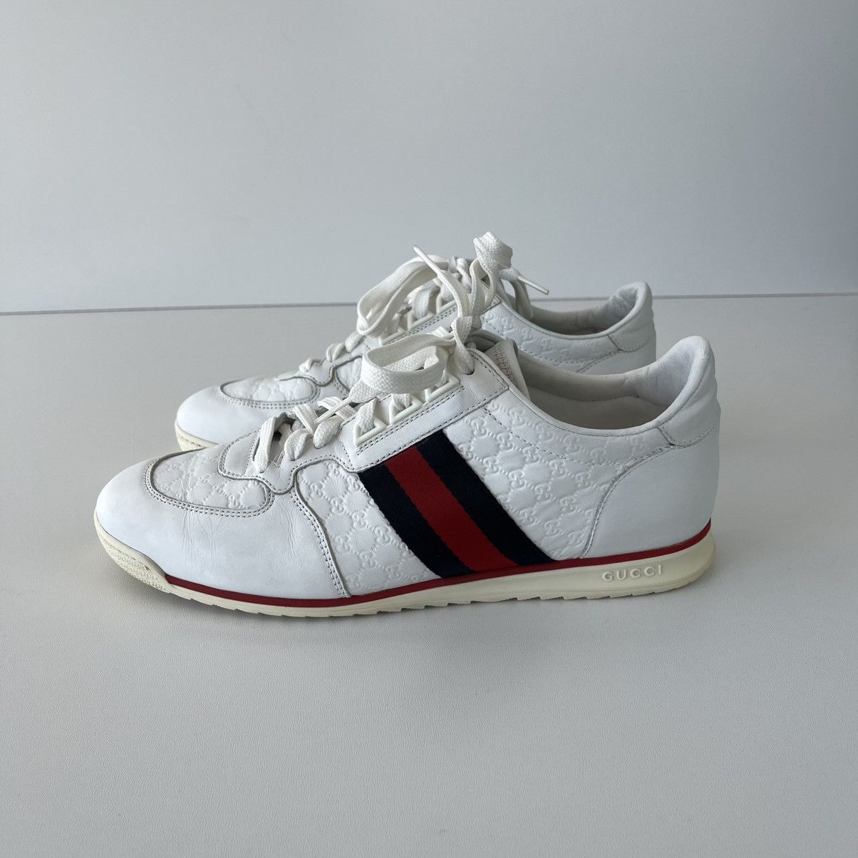 Gucci Gucci Web Leather Monogram Vintage Sneakers White 233334 Size US 7.5 / EU 40-41 - 2 Thumbnail