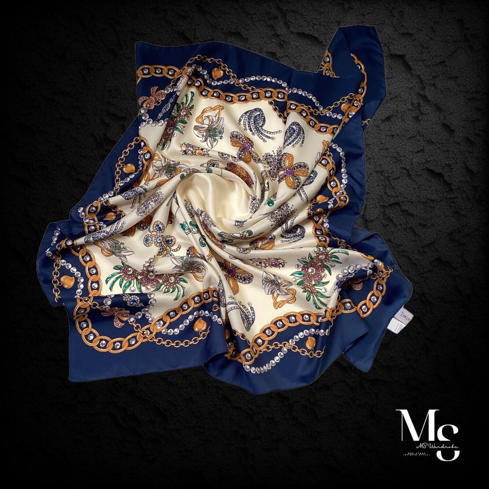 Other MEDITERRANEA White Jewelry Print Polyester Scarf Italy Size ONE SIZE - 2 Thumbnail