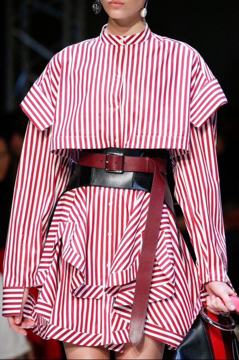 Alexander McQueen Fall18 Runway Ruffled Striped Cotton Poplin Mini Dress Size XS / US 0-2 / IT 36-38 - 2 Thumbnail