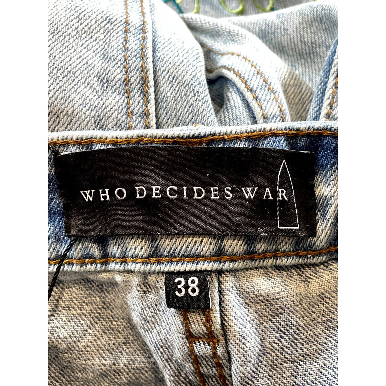 Who Decides War Who Decides War Cowboy Light Wash, Neon & Blue Jeans Size US 38 / EU 54 - 3 Thumbnail