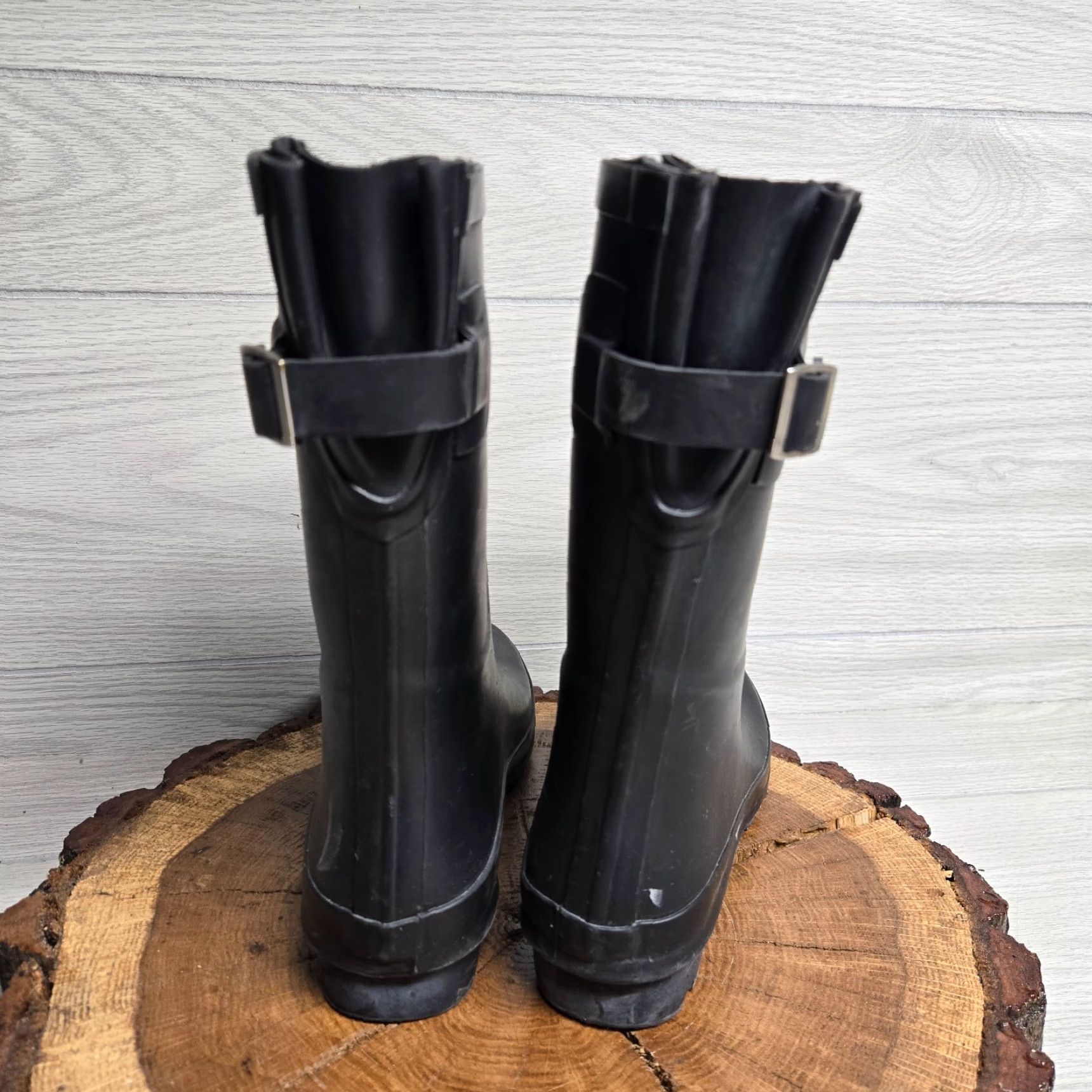 Vintage A New Day Rain Boot Women Black Waterproof Mid Calf Buckle Slip On 7 Boots Women Waterproof Buckle Rain Boot 7 US8 (adapt to sizing) Size US 8 / IT 38 - 4 Thumbnail