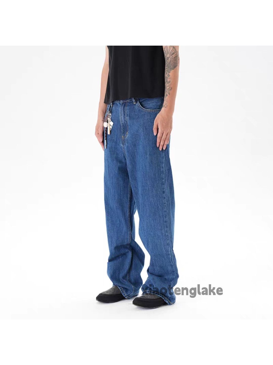 Jean Unisex washed faded loose baggy skate hiphop jeans Size US 36 / EU 52 - 3 Thumbnail