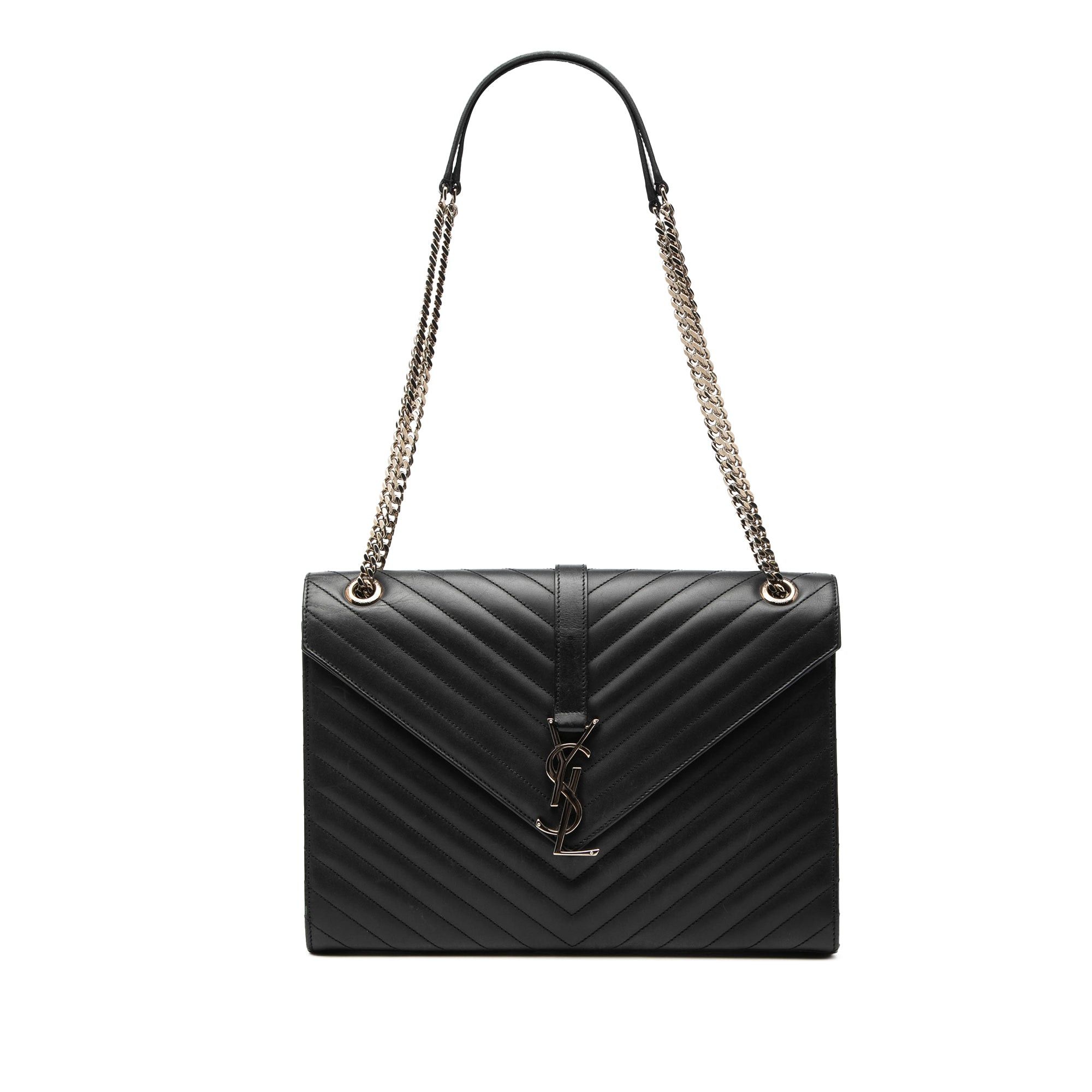 Saint Laurent Paris Large Calfskin Chevron Monogram Envelope Bag Size ONE SIZE - 1 Thumbnail
