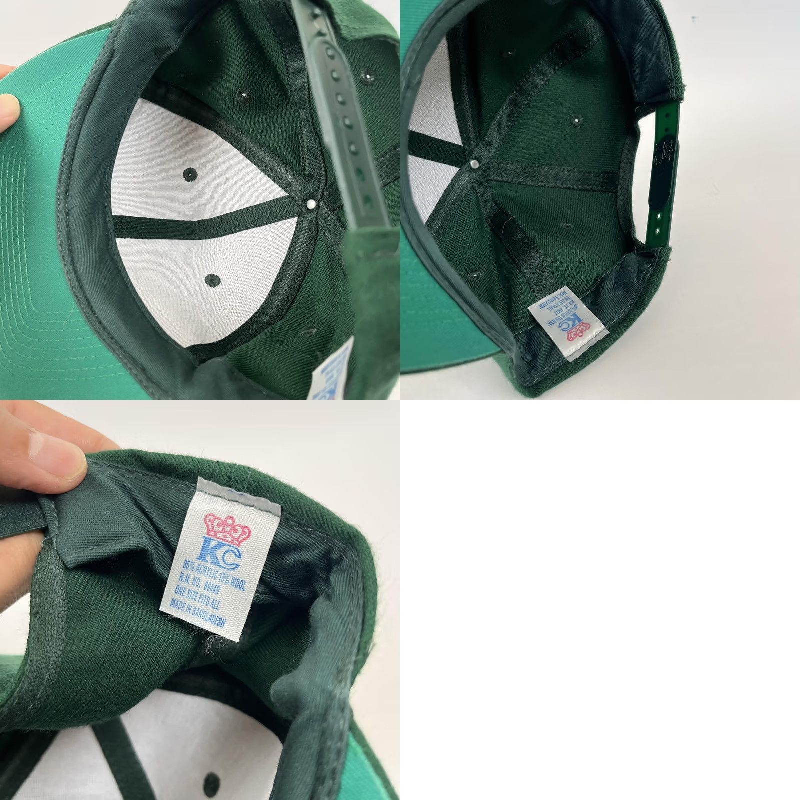 Vintage VINTAGE KC Hat Snap Back One Size Green Solid Wool Blend Twill Blank Baseball Size ONE SIZE - 8 Thumbnail