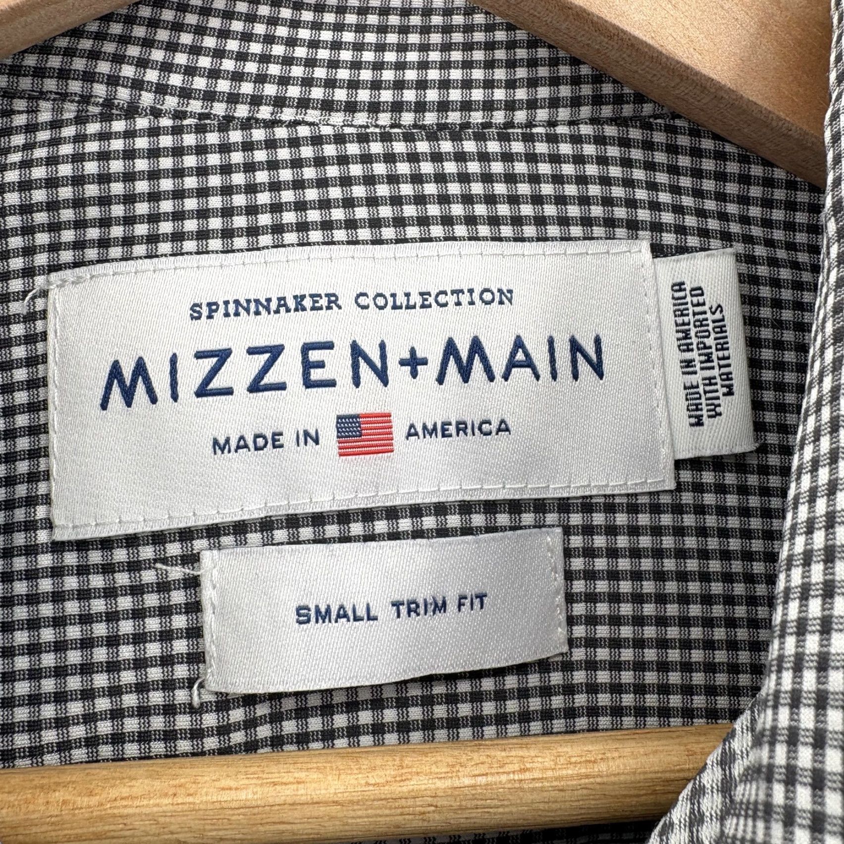 Mizzen+Main Mizzen+Main Spinnaker Shirt Mens Small Black Gingham Trim Fit Dress Stretch Shirt Mens Slim Pattern Gingham 90s Style (Note: Not applicable) Size 36R - 3 Thumbnail