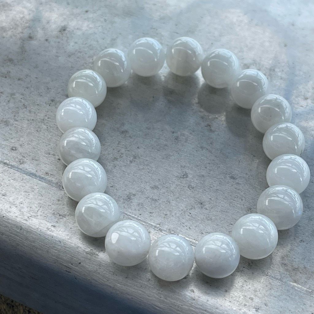 Other White Moonstone beaded bracelet 7” crystal healing beads 10m Size ONE SIZE - 8 Thumbnail