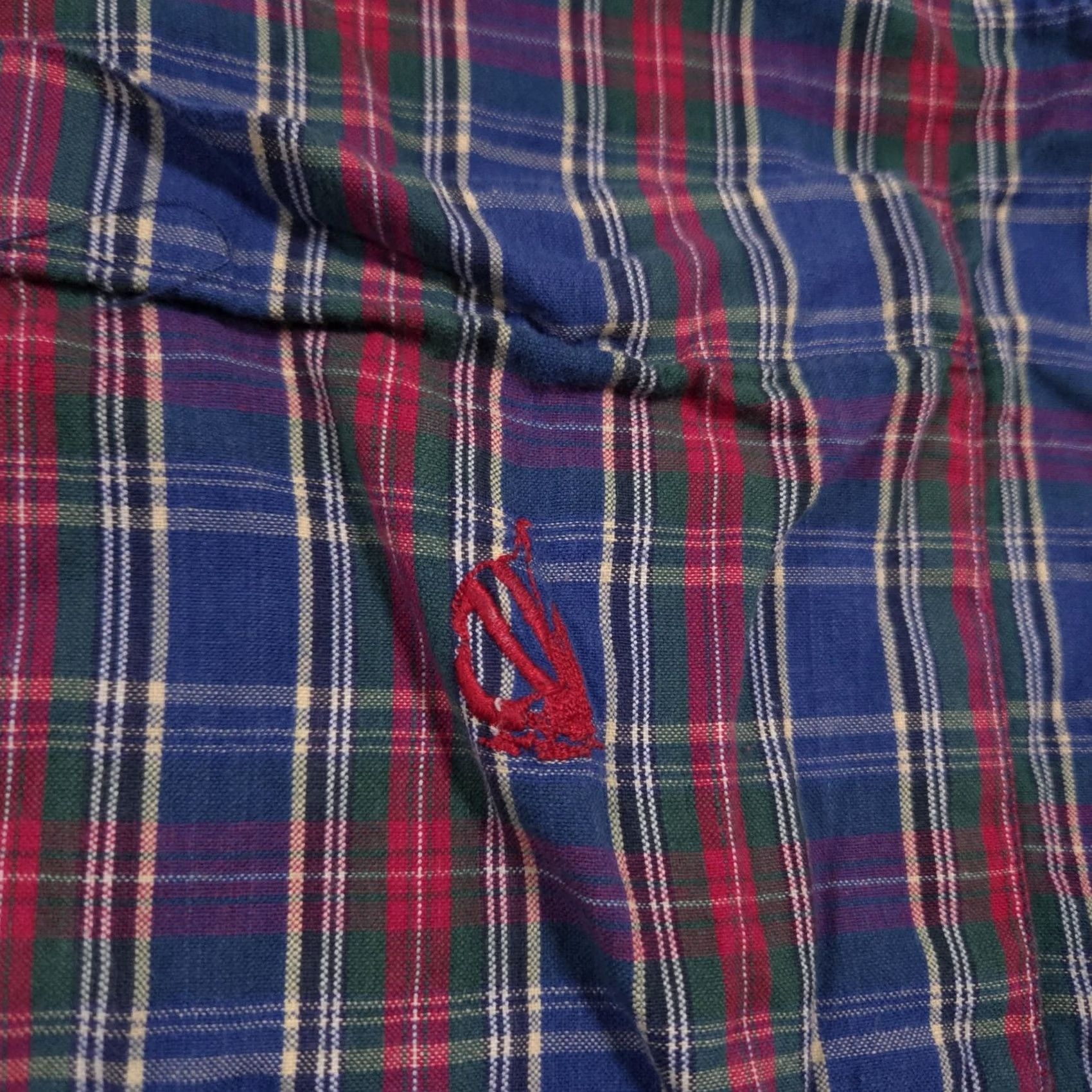 Nautica Nautica Shirt Mens Medium Blue Red Green Plaid Short Sleeve Button Down Pocket Embroidered Sail Logo Casual Button-Up Collared Size US M / EU 48-50 / 2 - 5 Thumbnail