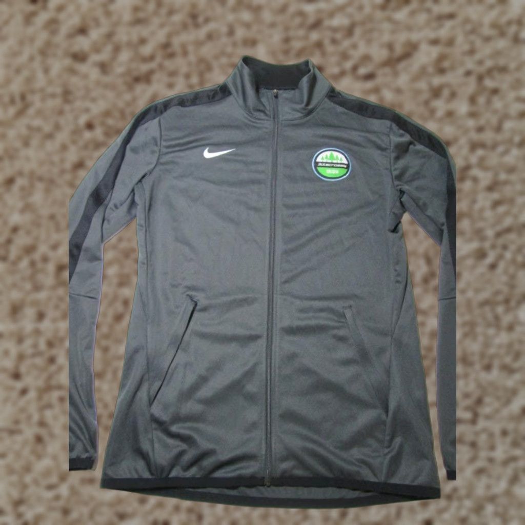 Nike Nike Womens Size S Track Jacket Dark Gray Solid Long Sleeve Zip Pockets Activewear Outerwear Size S / US 4 / IT 40 - 1 Thumbnail