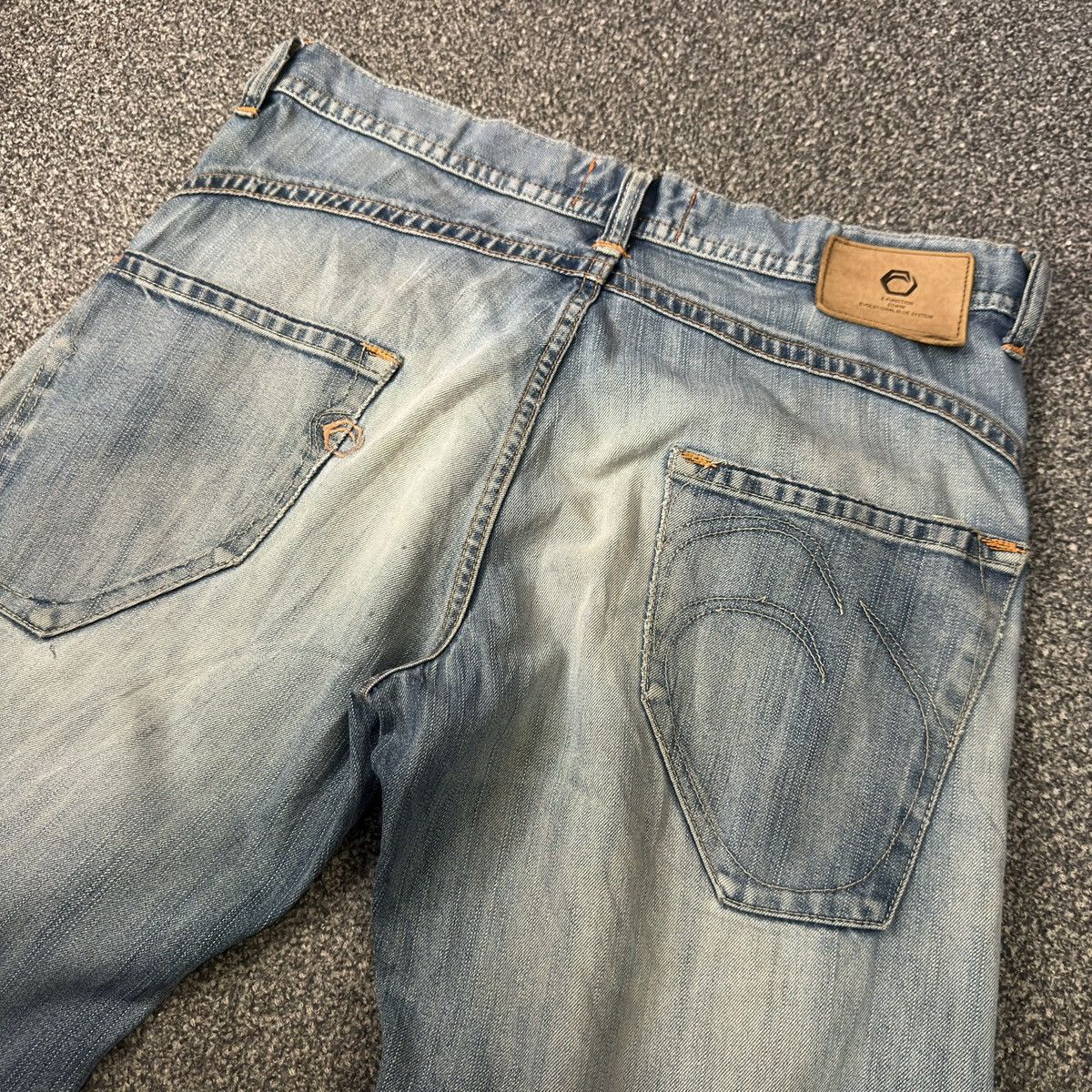 Affliction 🇯🇵 Vintage 90s Edwin Function Twisted Leg Distressed Denim Size US 34 / EU 50 - 6 Thumbnail