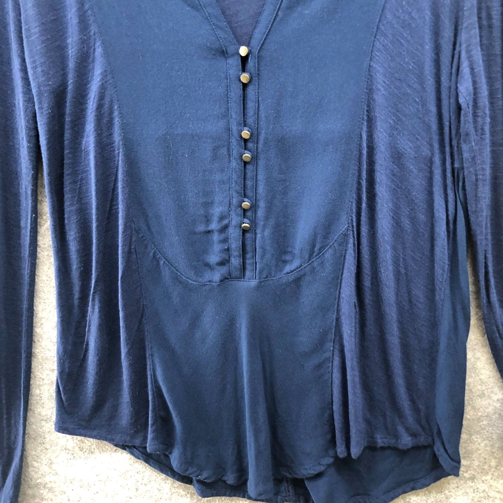 Lucky Brand Lucky Brand Shirt Womens XS Blue Popover Long Sleeve V-Neck Button Blouse Casual Lightweight Size XS / US 0-2 / IT 36-38 - 4 Thumbnail