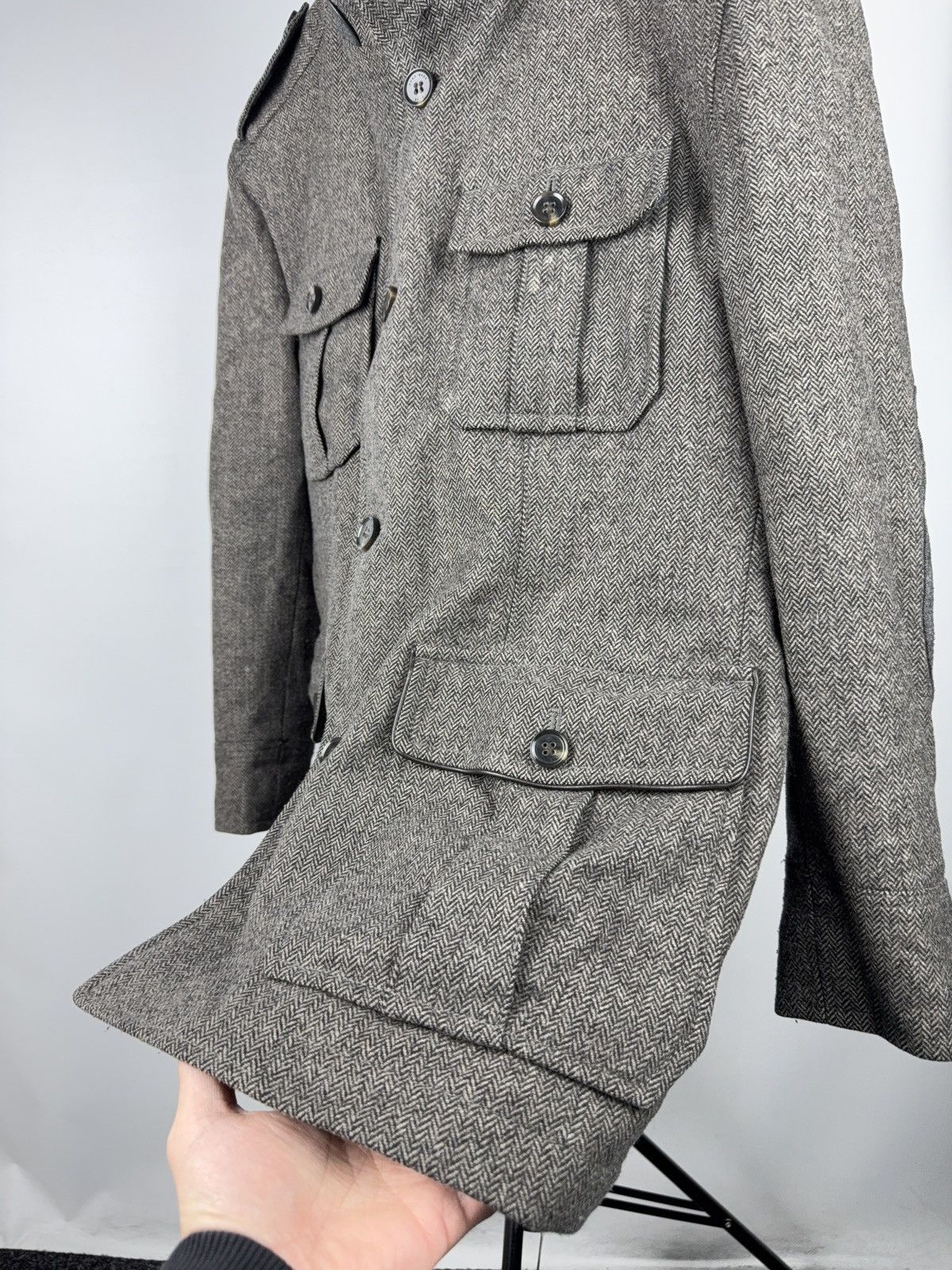 Hugo Boss Luxury 00s Hugo Boss Herringbone Field Jacket Grey Wool Size US L / EU 52-54 / 3 - 8 Thumbnail