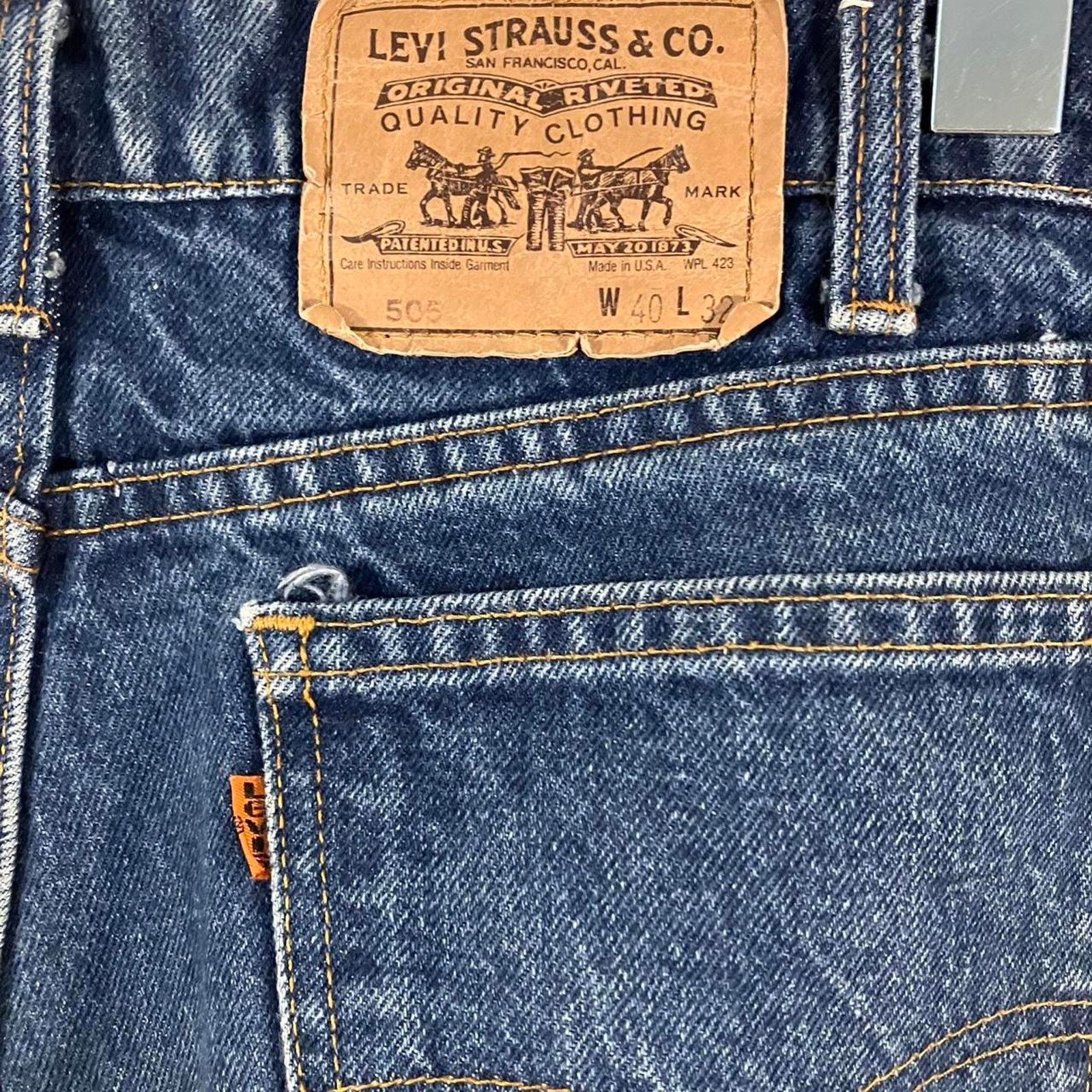 Levi's × Vintage Vintage 80s Levi’s Orange Tab 505 Dark Wash Denim Jeans Size US 40 / EU 56 - 4 Thumbnail