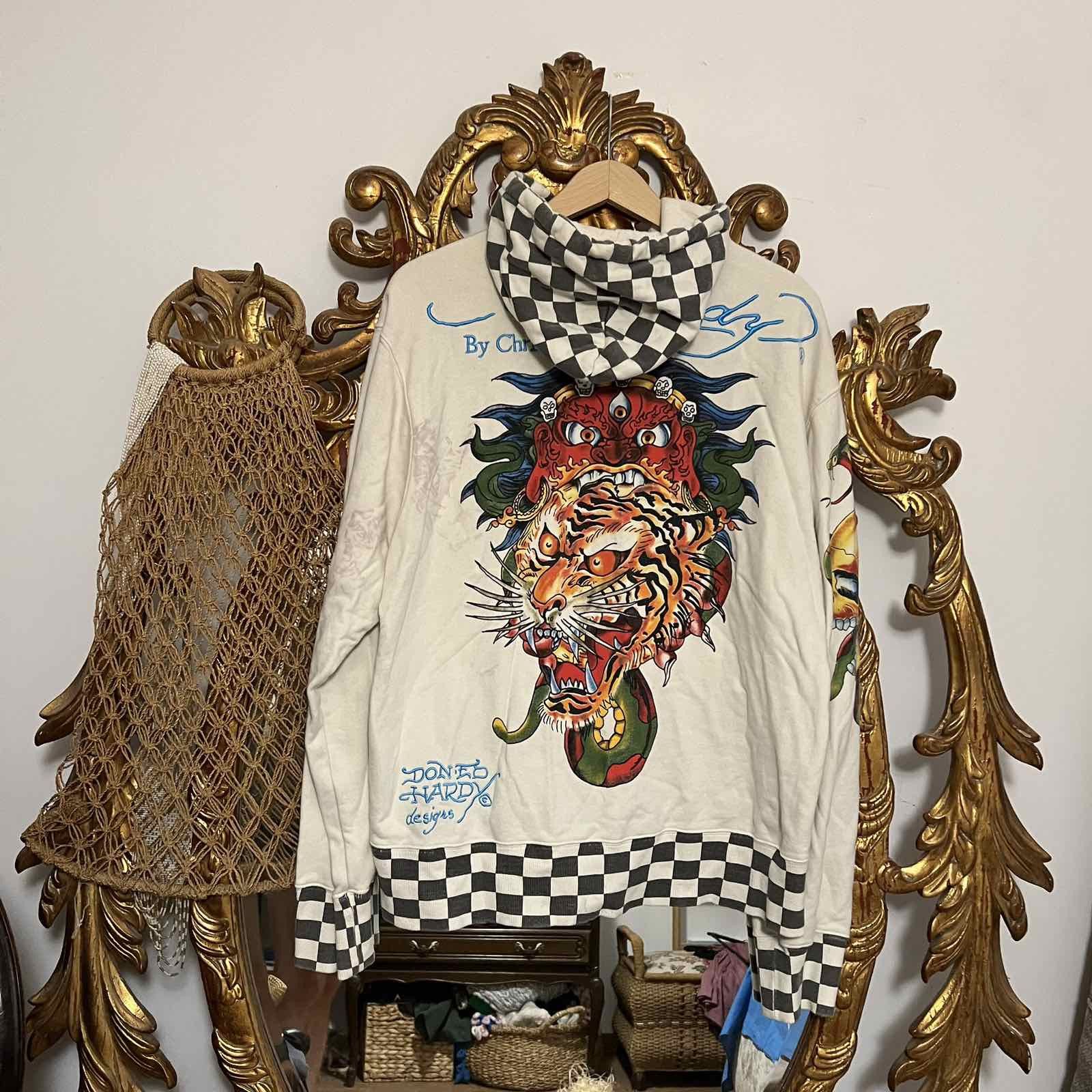 Ed Hardy Vintage Ed Hardy Crazy All Over Print Zip Hoodie Size US XL / EU 56 / 4 - 1 Thumbnail